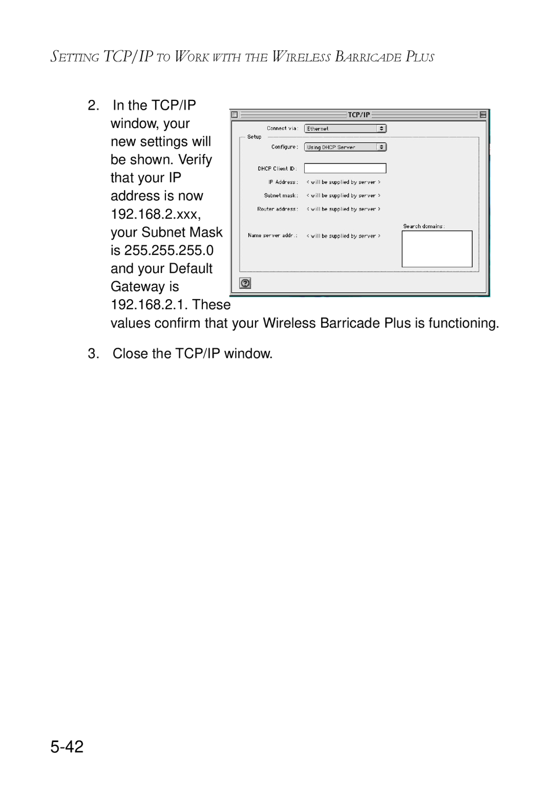 SMC Networks SMC7004WFW manual Setting TCP/IP to Work with the Wireless Barricade Plus 