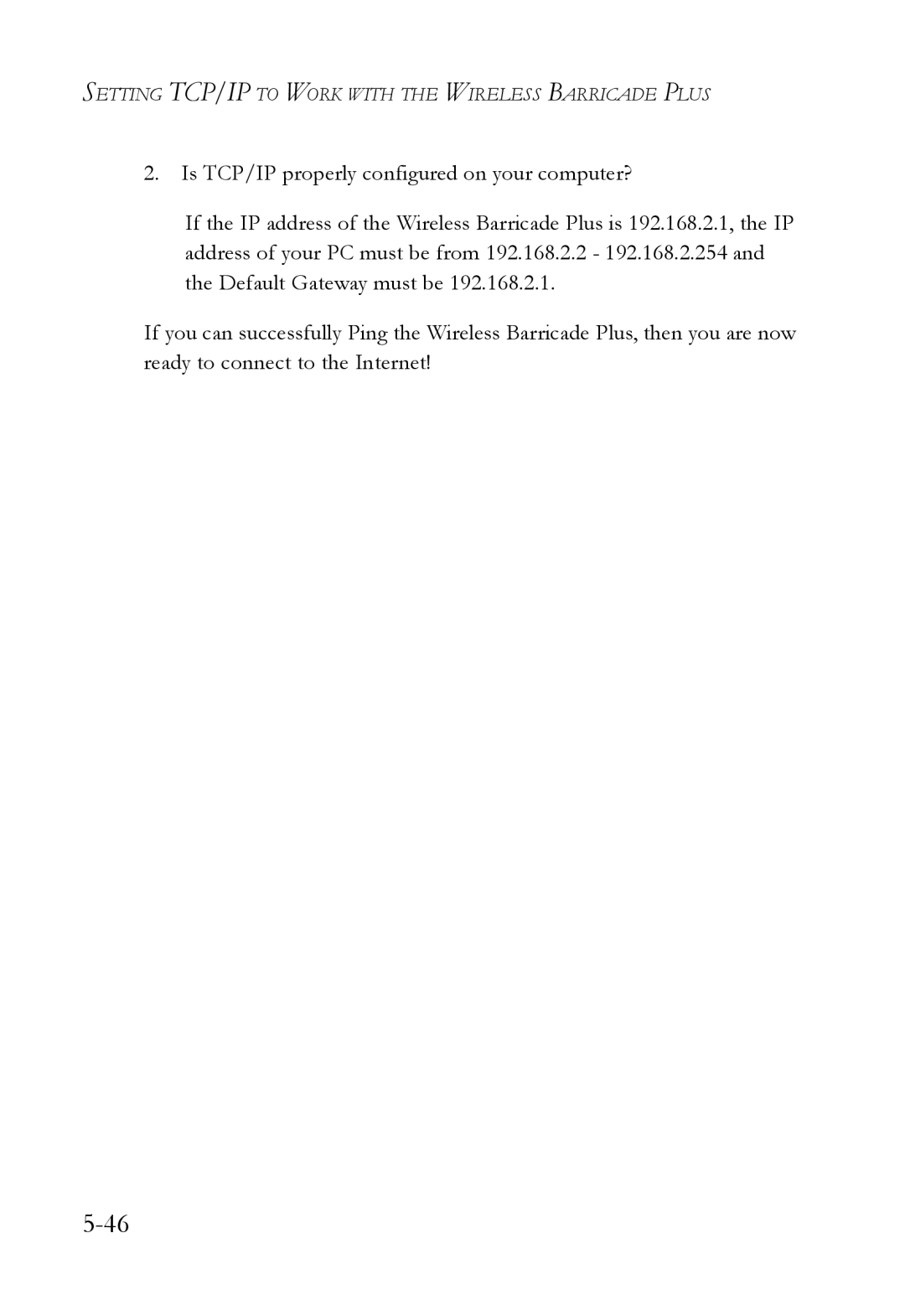 SMC Networks SMC7004WFW manual Setting TCP/IP to Work with the Wireless Barricade Plus 