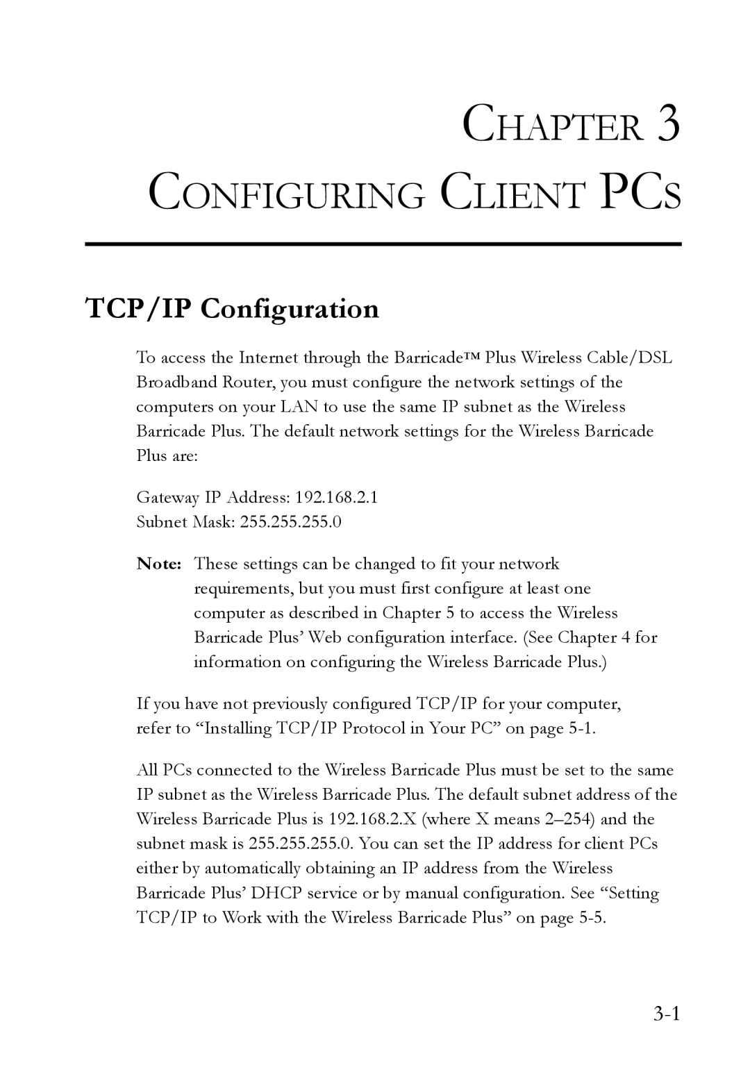 SMC Networks SMC7004WFW manual Configuring Client PCS, TCP/IP Configuration 