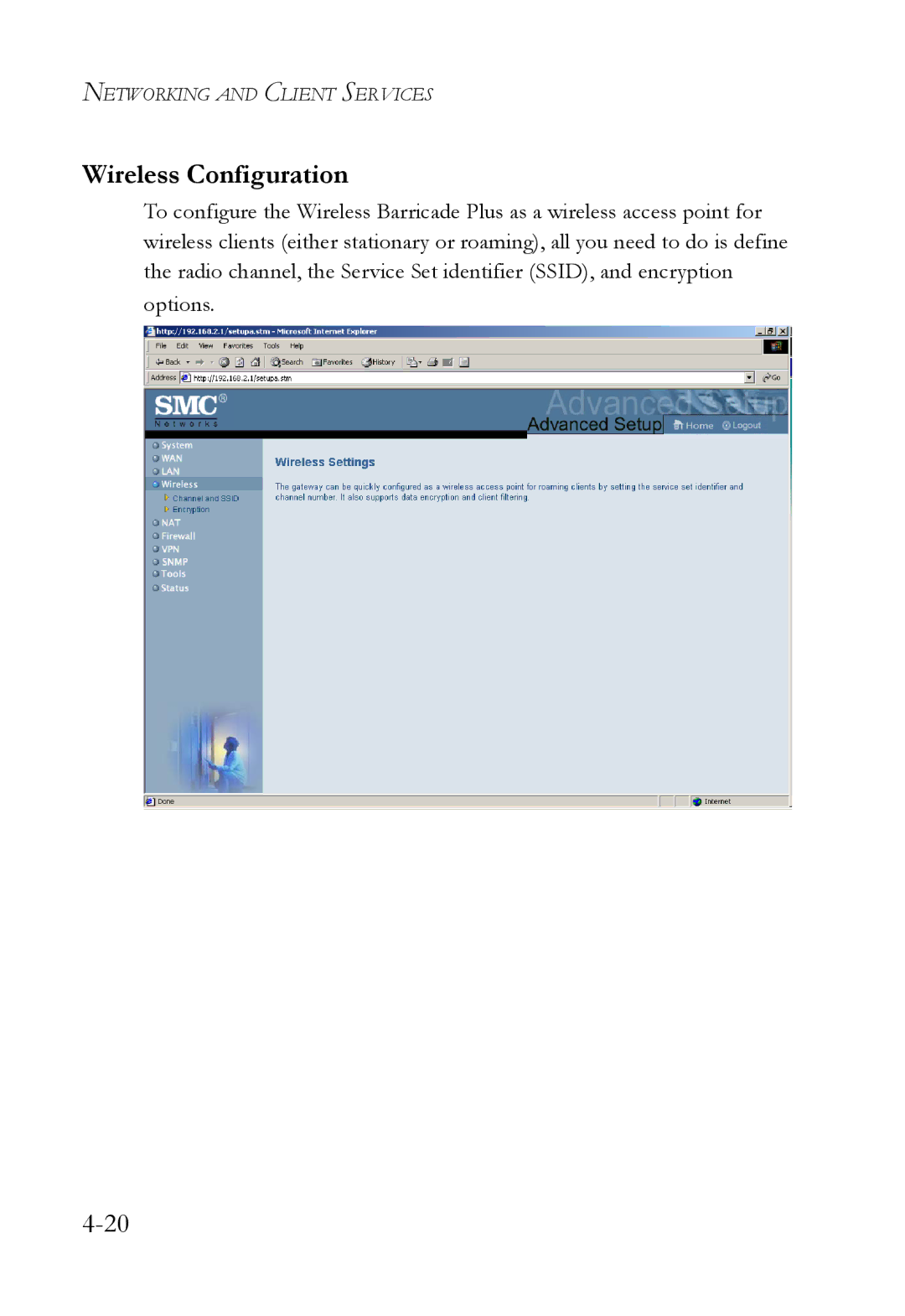 SMC Networks SMC7004WFW manual Wireless Configuration 