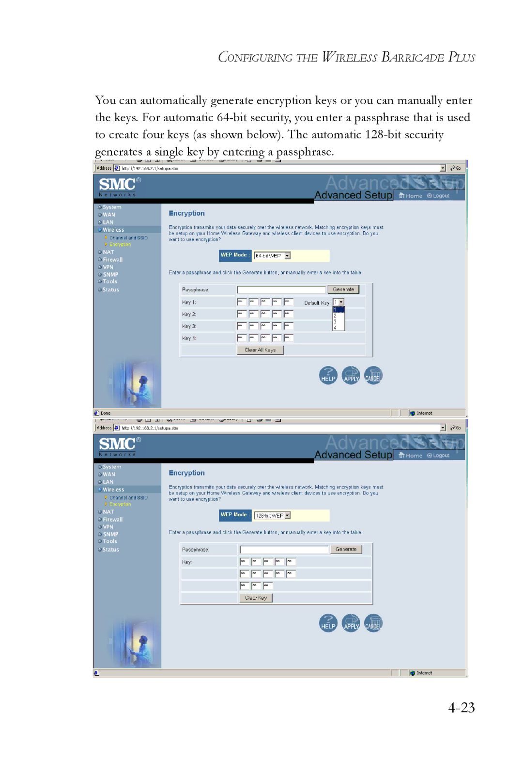 SMC Networks SMC7004WFW manual Configuring the Wireless Barricade Plus 