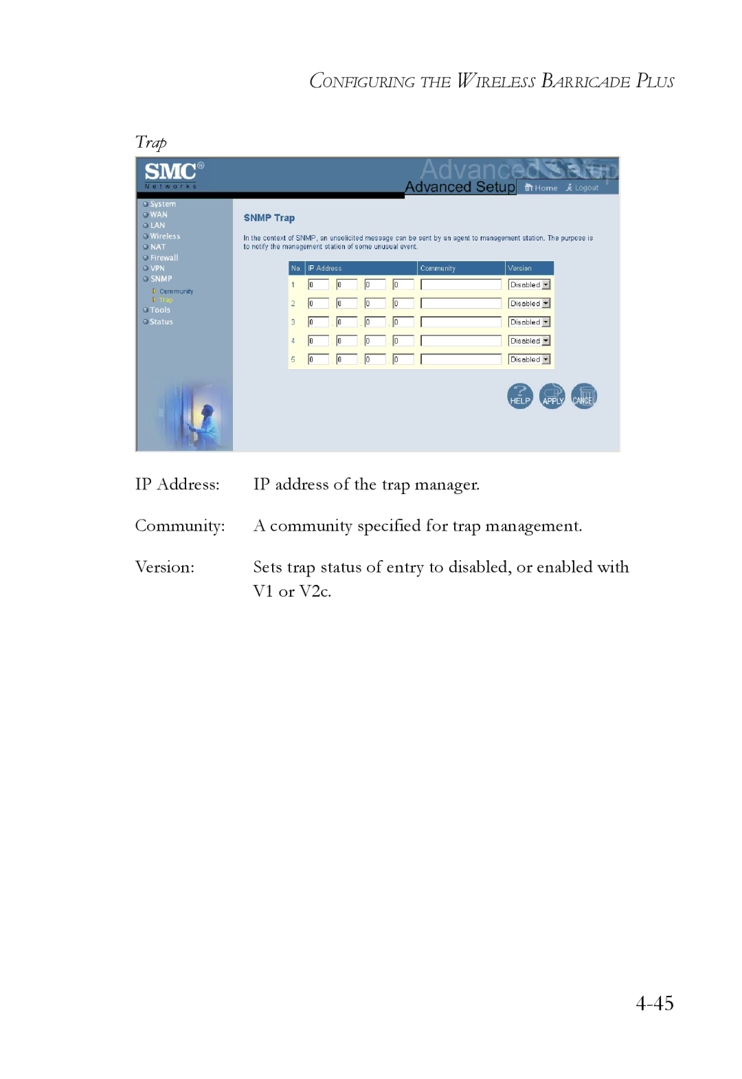 SMC Networks SMC7004WFW manual Trap 