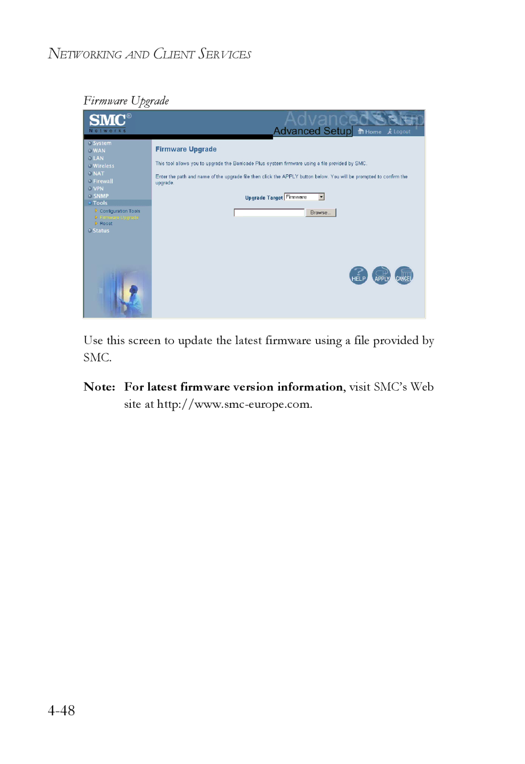 SMC Networks SMC7004WFW manual Firmware Upgrade 