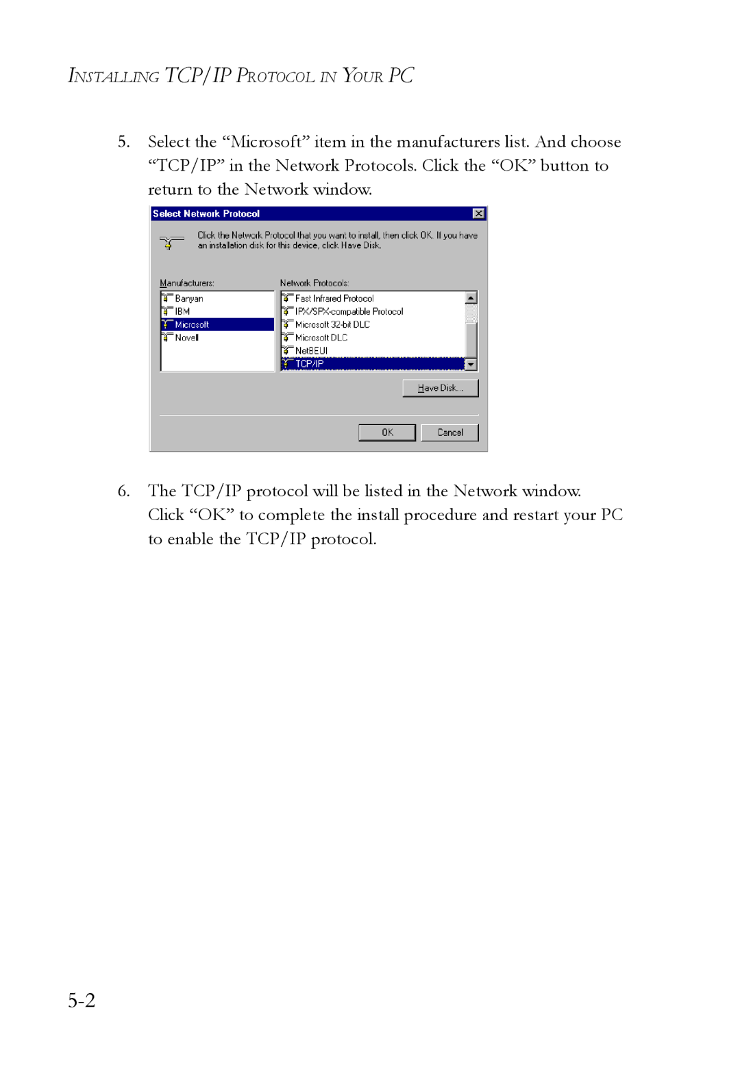 SMC Networks SMC7004WFW manual Installing TCP/IP Protocol in Your PC 