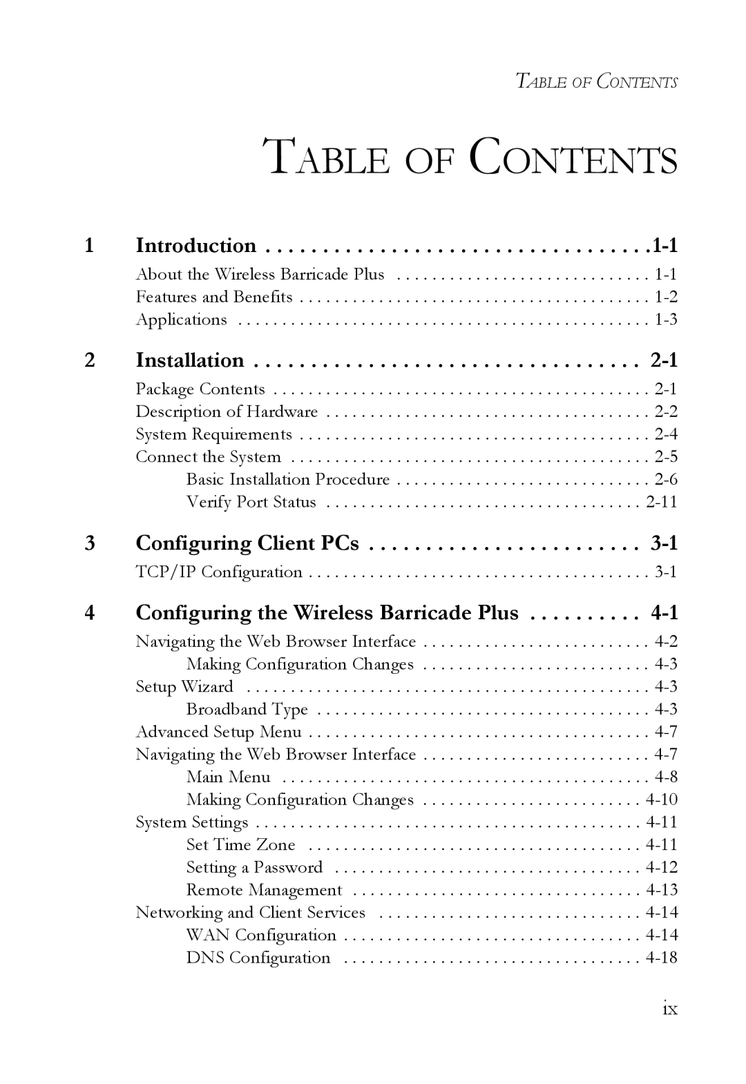 SMC Networks SMC7004WFW manual Table of Contents 
