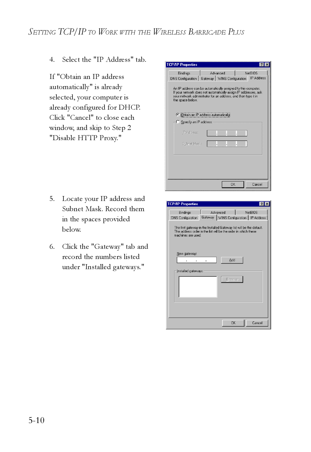 SMC Networks SMC7004WFW manual Setting TCP/IP to Work with the Wireless Barricade Plus 