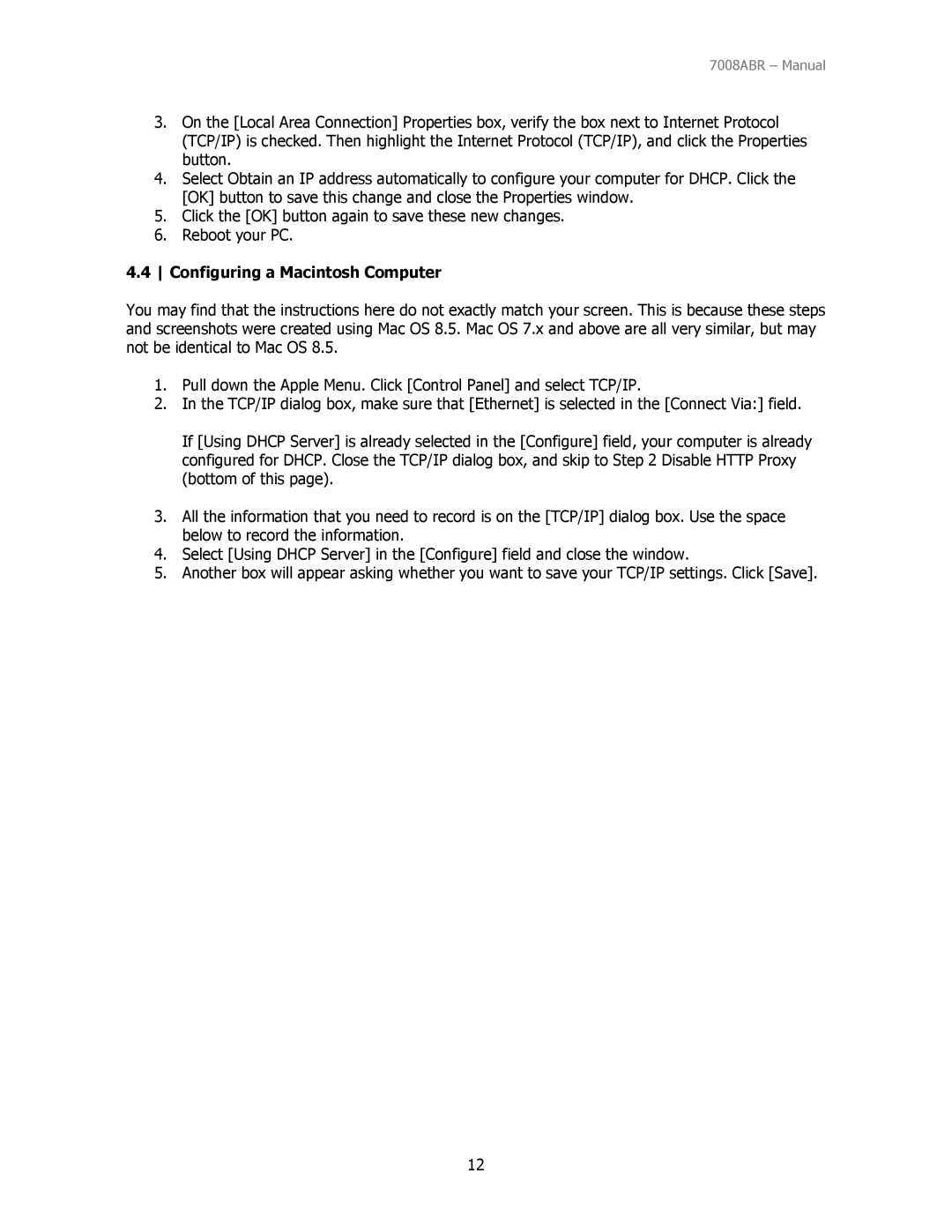 SMC Networks SMC7008ABR manual Configuring a Macintosh Computer 