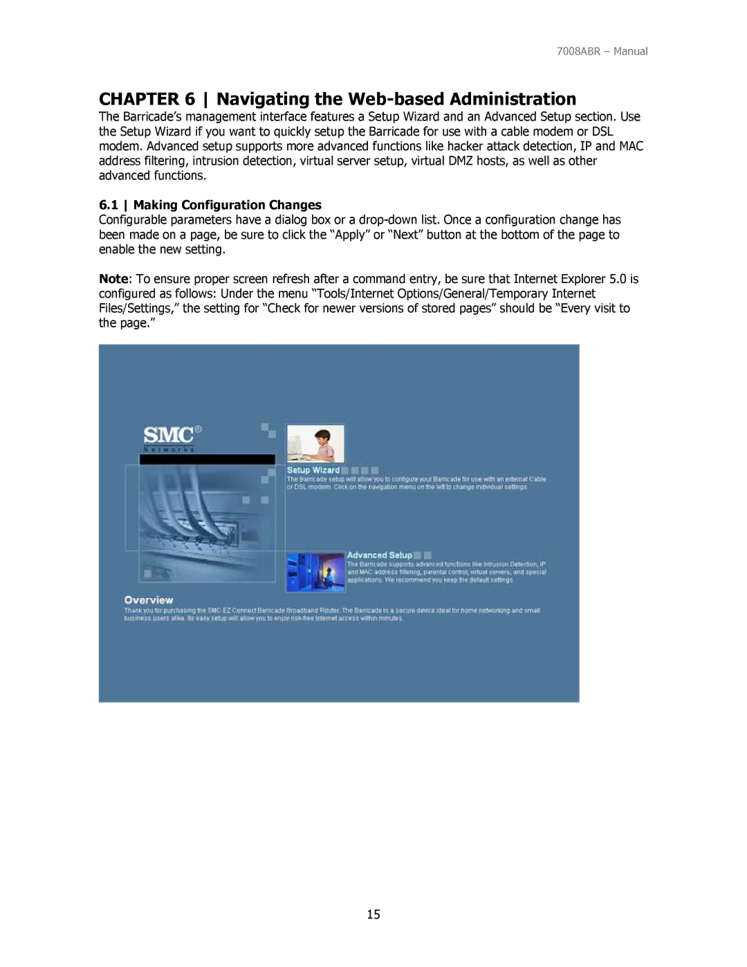 SMC Networks SMC7008ABR manual Navigating the Web-based Administration, Making Configuration Changes 