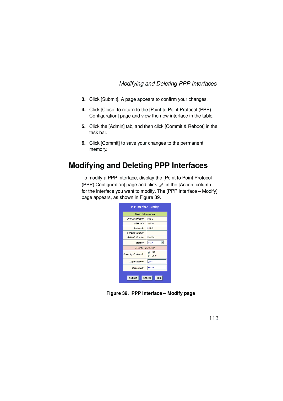 SMC Networks SMC7204BRA manual Modifying and Deleting PPP Interfaces 