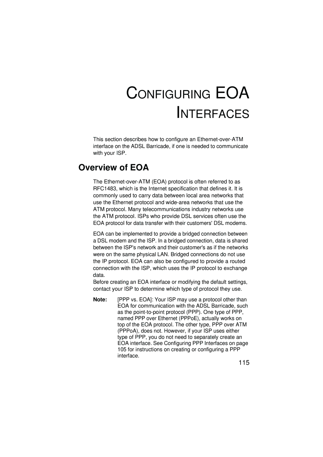 SMC Networks SMC7204BRA manual Configuring EOA Interfaces, Overview of EOA 