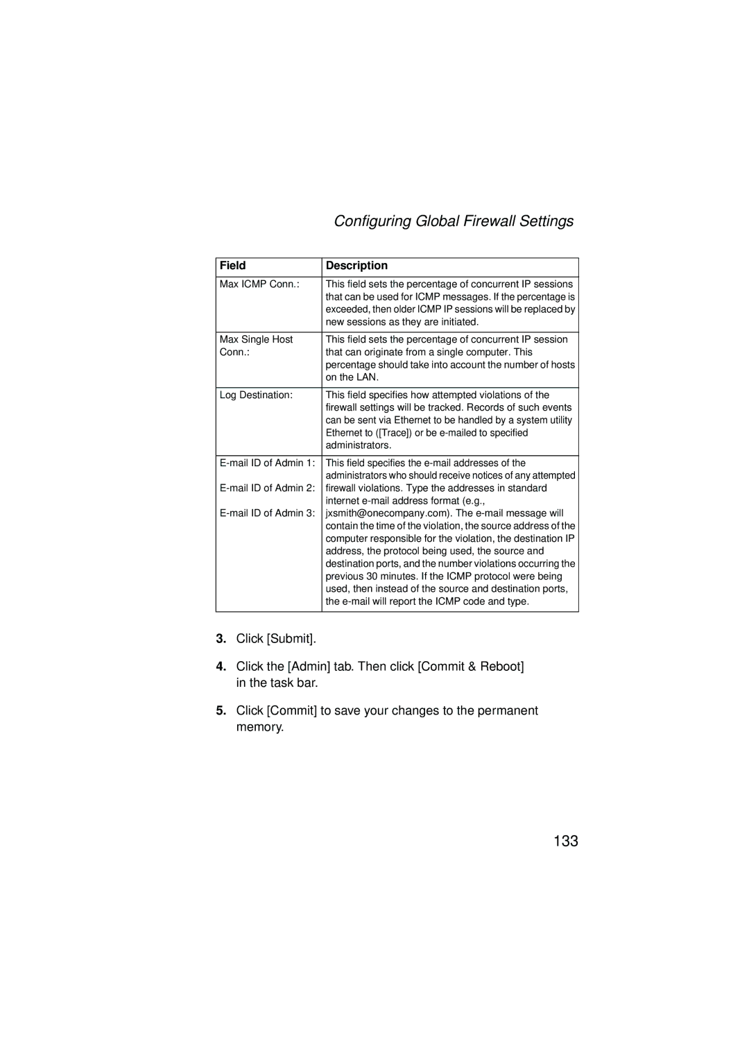 SMC Networks SMC7204BRA manual Configuring Global Firewall Settings 