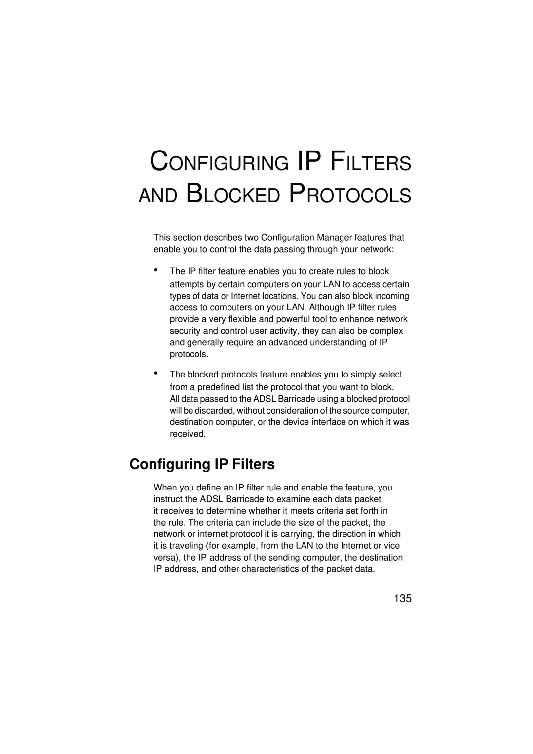 SMC Networks SMC7204BRA manual Configuring IP Filters and Blocked Protocols 