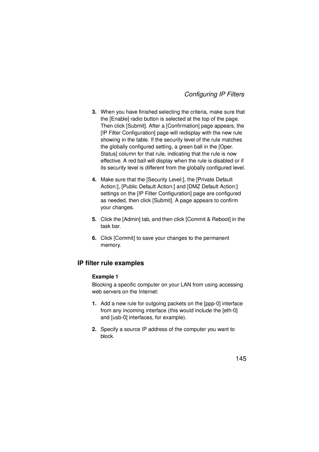 SMC Networks SMC7204BRA manual IP filter rule examples, Example 