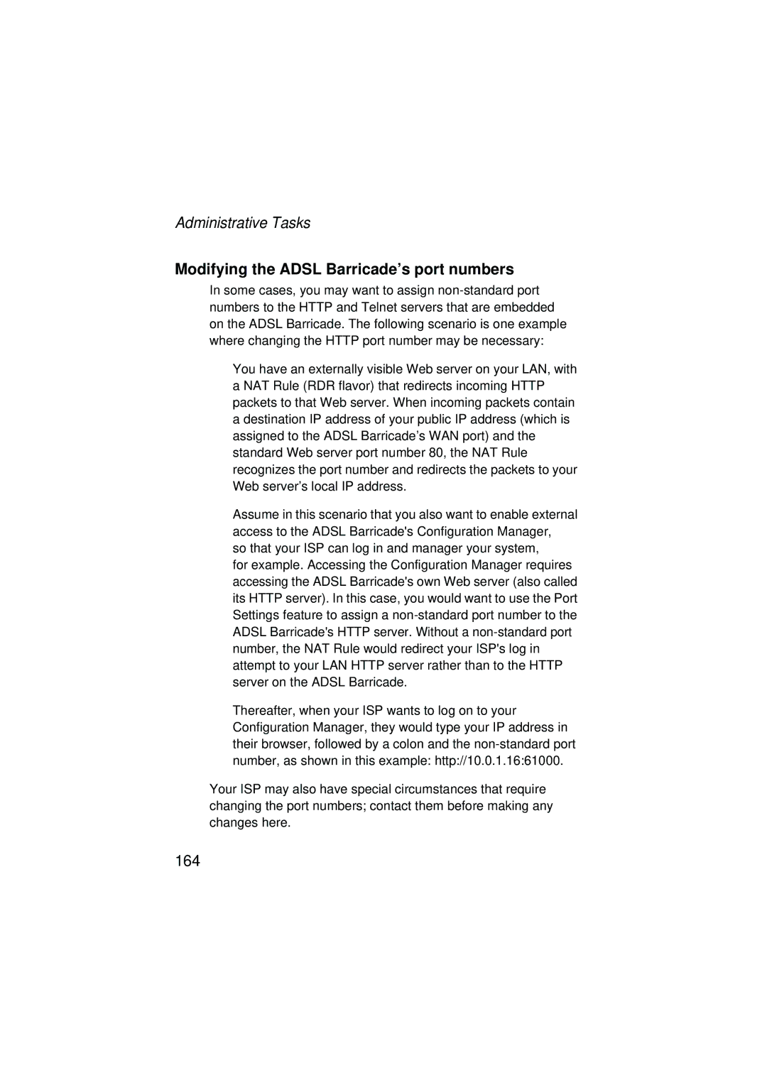 SMC Networks SMC7204BRA manual Modifying the Adsl Barricade’s port numbers 