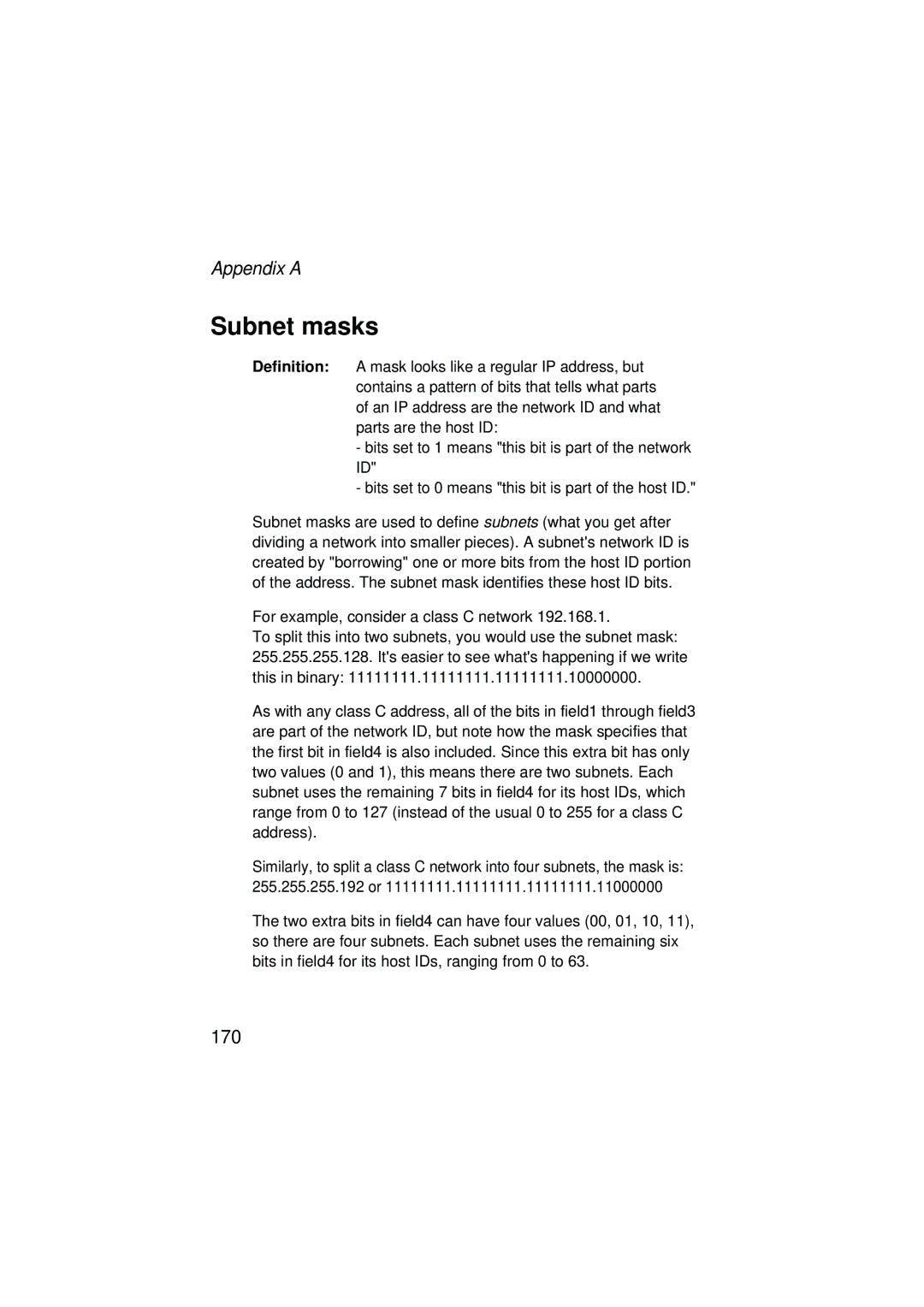 SMC Networks SMC7204BRA manual Subnet masks 