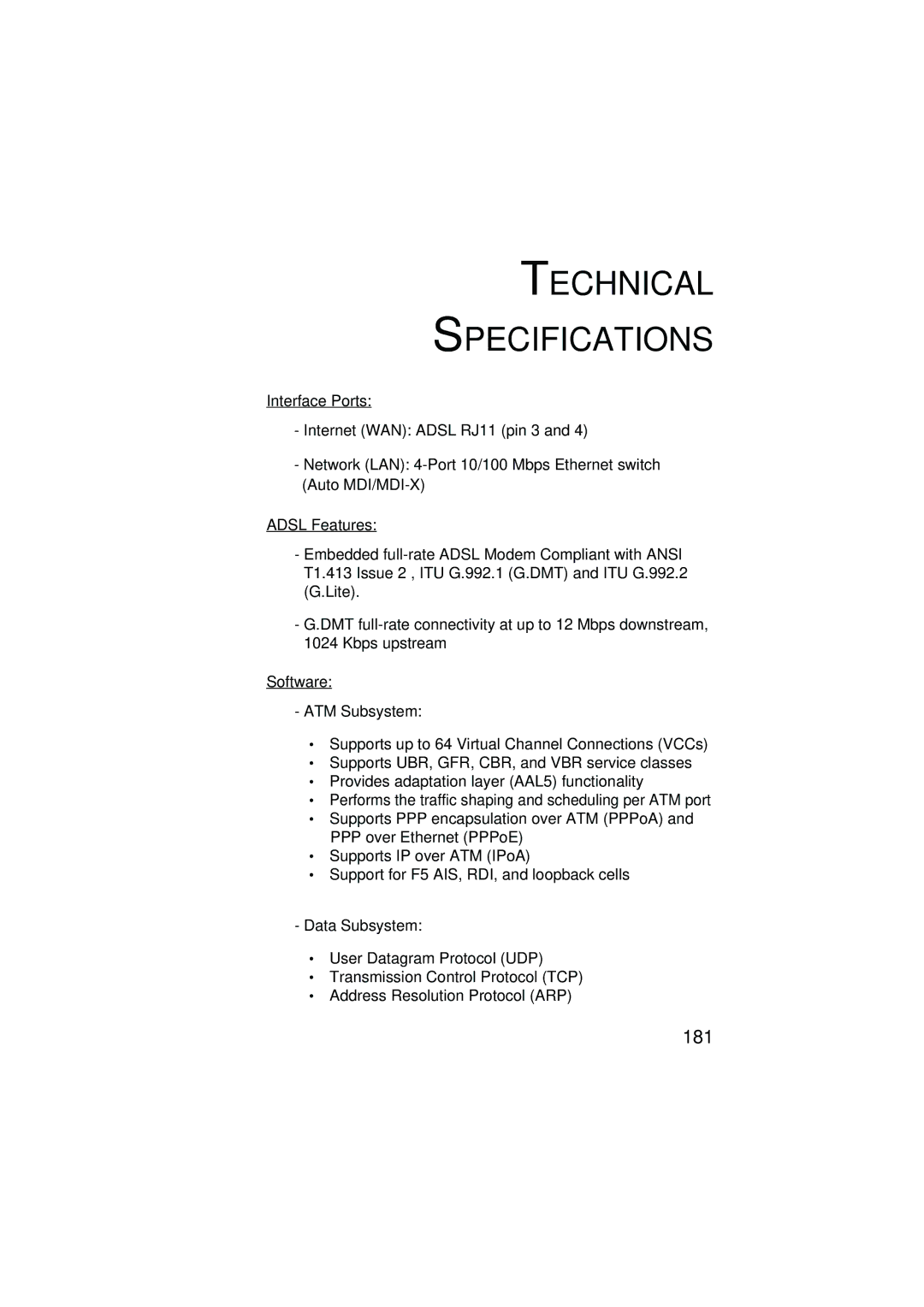 SMC Networks SMC7204BRA manual Technical Specifications 