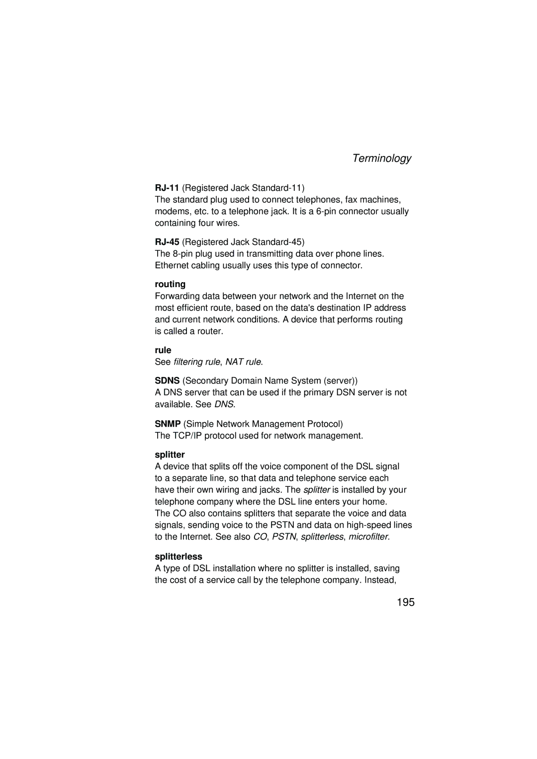 SMC Networks SMC7204BRA manual Routing, Rule, Splitterless 