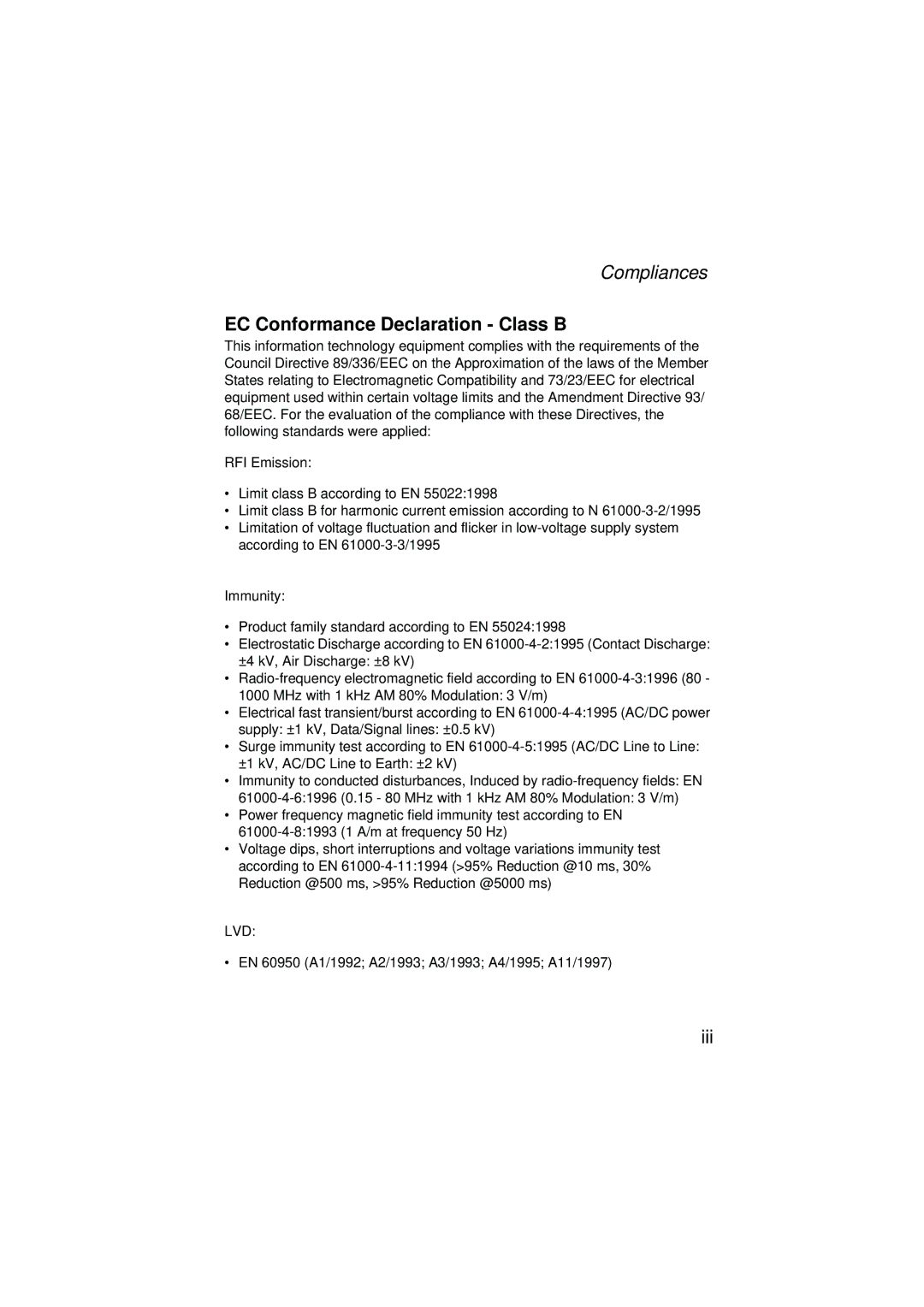 SMC Networks SMC7204BRA manual EC Conformance Declaration Class B 