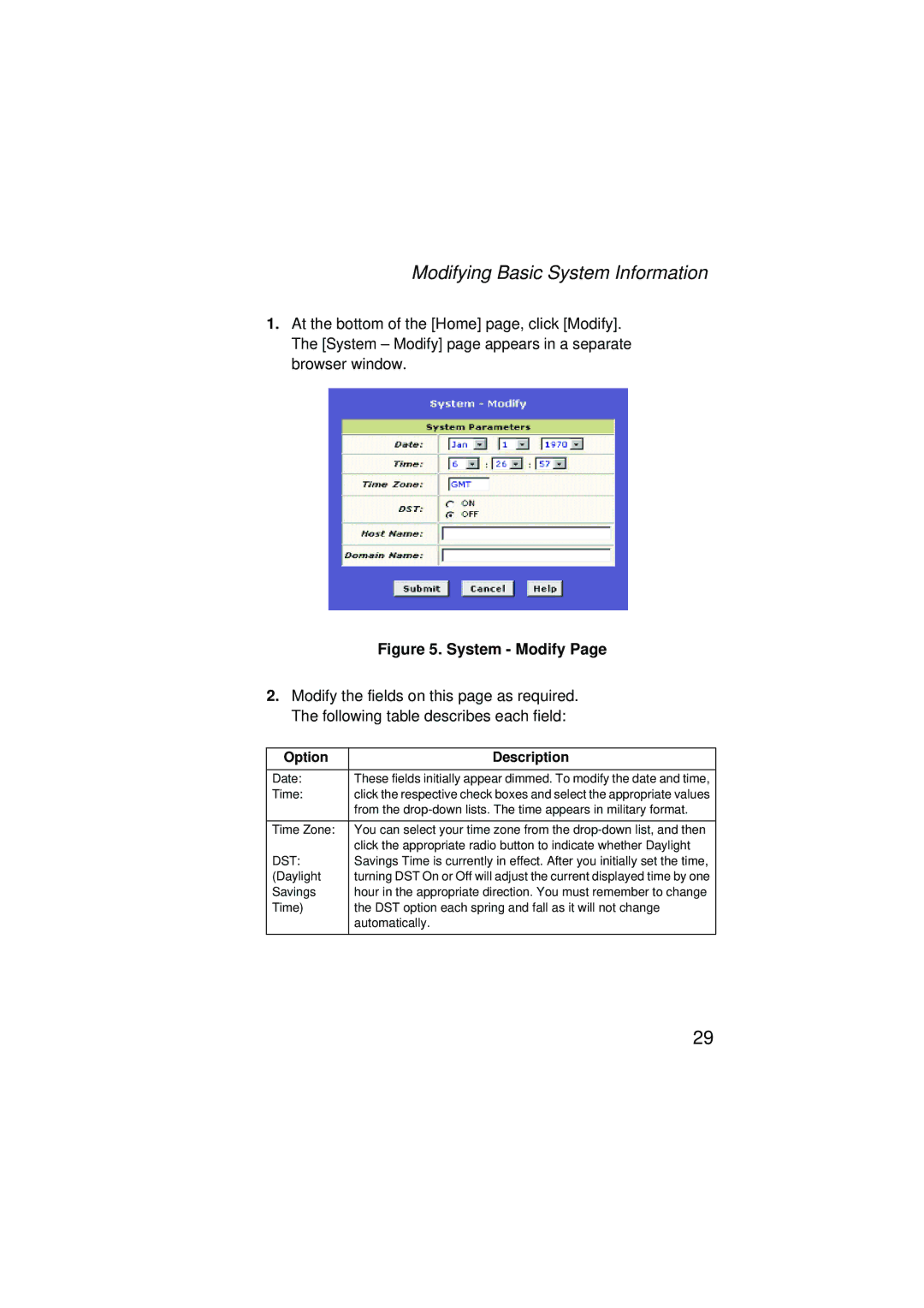 SMC Networks SMC7204BRA manual Modifying Basic System Information, Time Zone, Daylight 