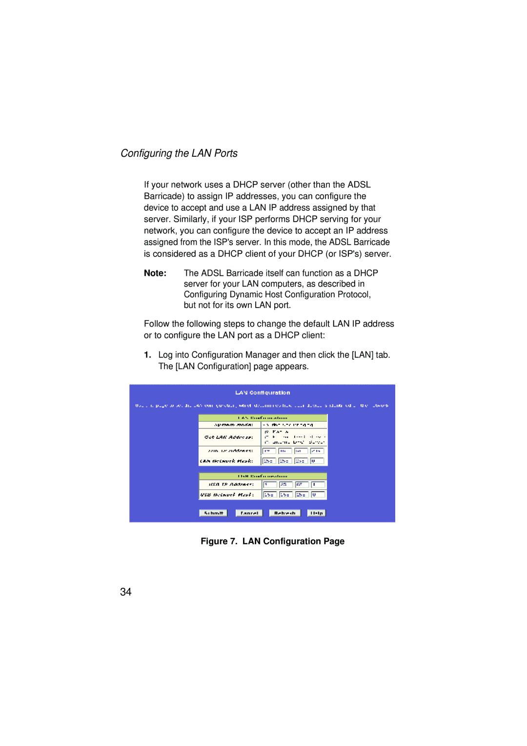 SMC Networks SMC7204BRA manual Configuring the LAN Ports, LAN Configuration 