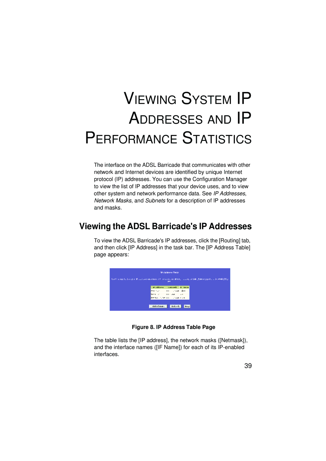 SMC Networks SMC7204BRA manual Viewing System IP Addresses and IP Performance Statistics 