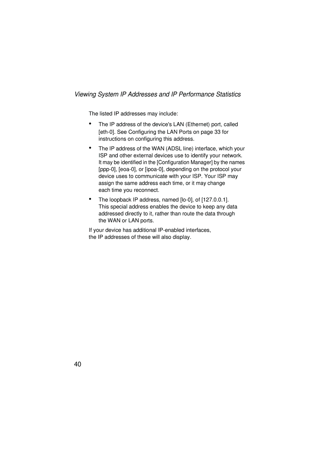 SMC Networks SMC7204BRA manual Viewing System IP Addresses and IP Performance Statistics 