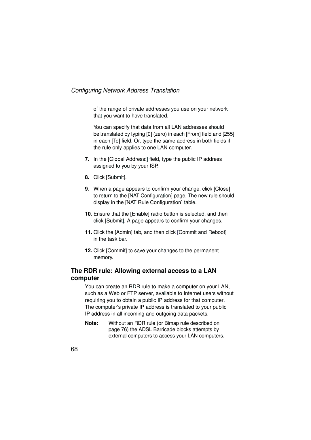 SMC Networks SMC7204BRA manual RDR rule Allowing external access to a LAN computer 