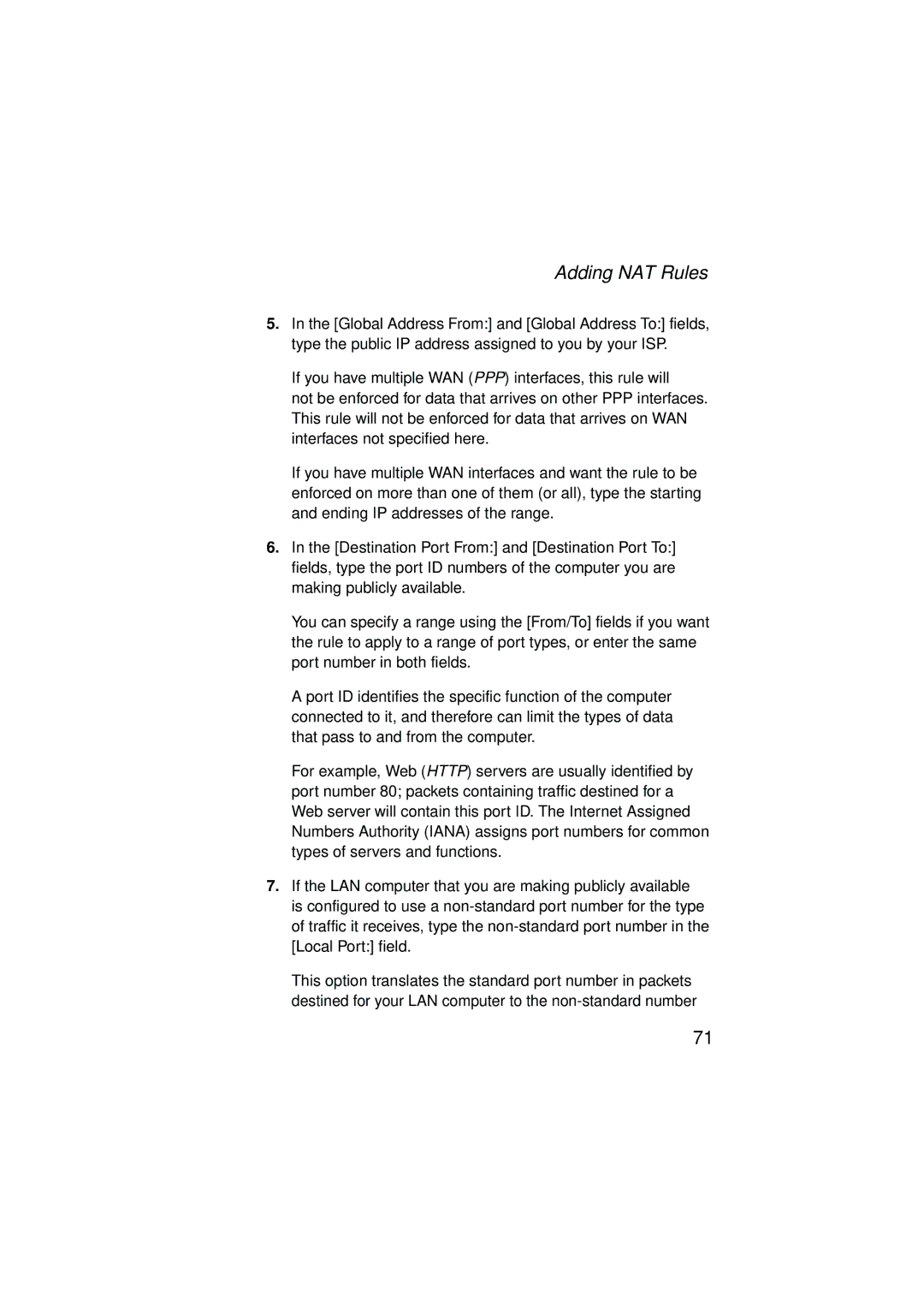 SMC Networks SMC7204BRA manual Adding NAT Rules 