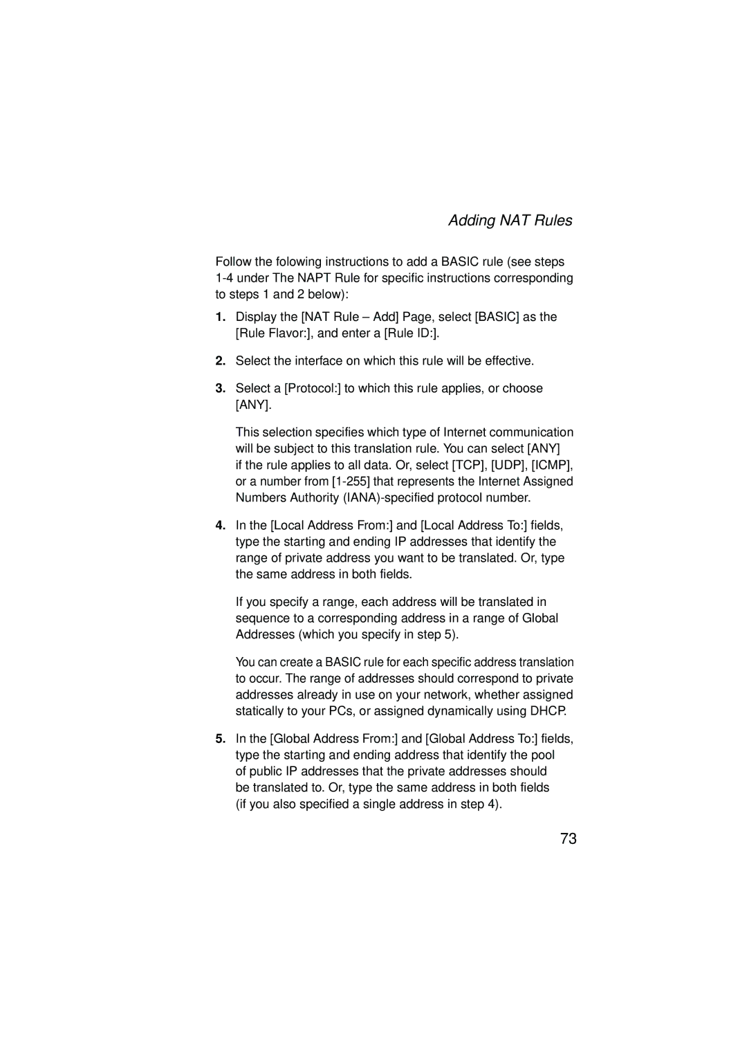 SMC Networks SMC7204BRA manual Adding NAT Rules 