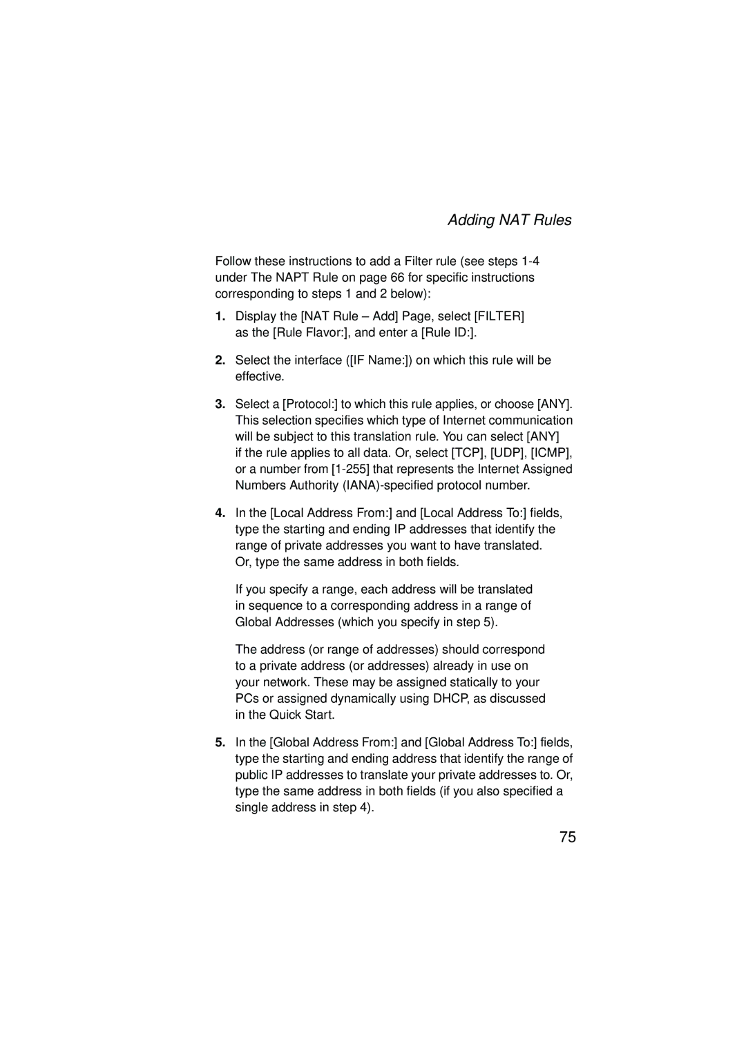 SMC Networks SMC7204BRA manual Adding NAT Rules 