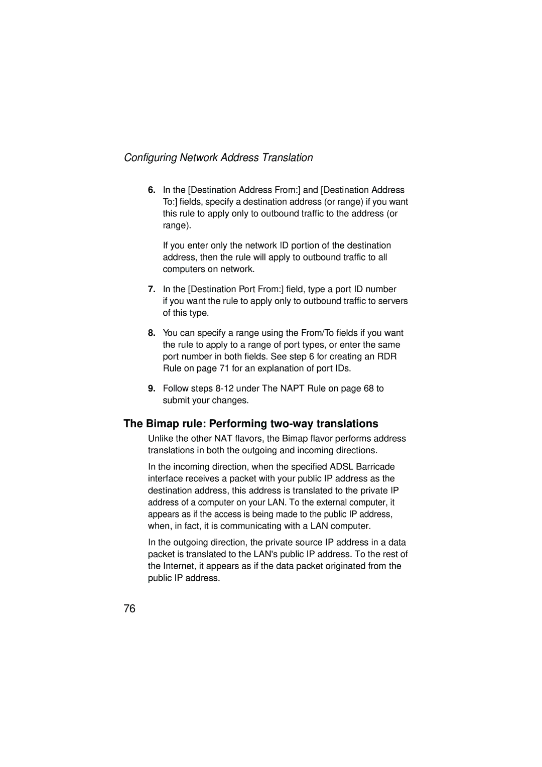 SMC Networks SMC7204BRA manual Bimap rule Performing two-way translations 