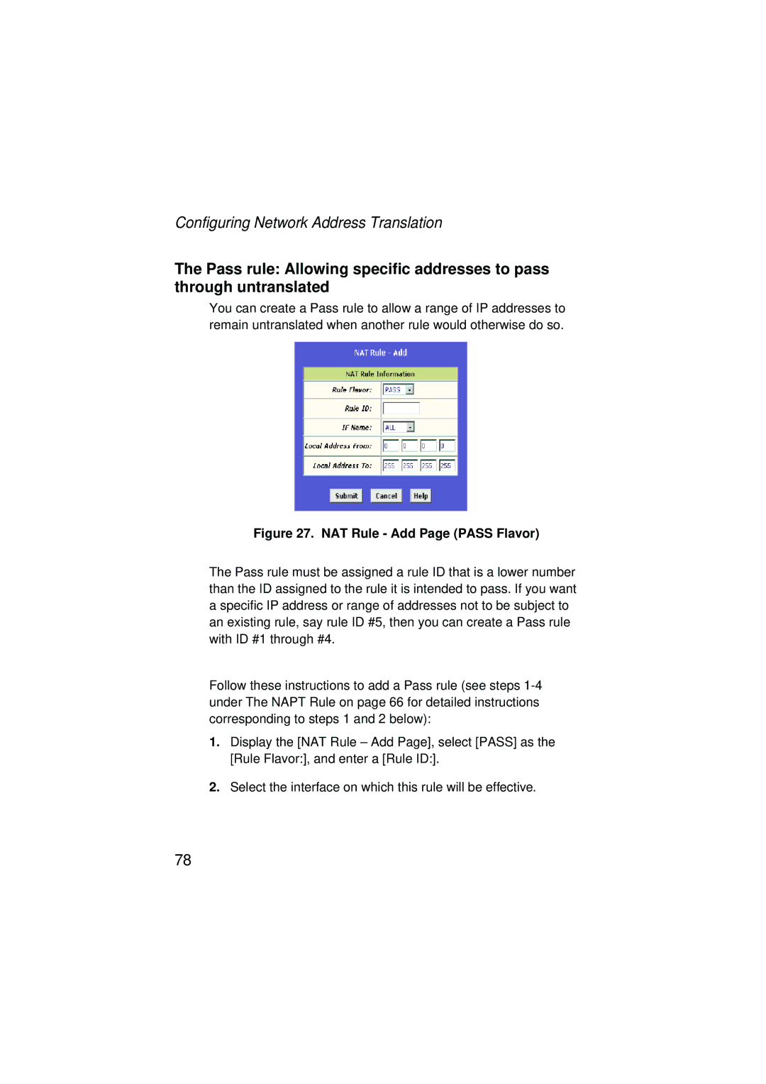 SMC Networks SMC7204BRA manual NAT Rule Add Page Pass Flavor 