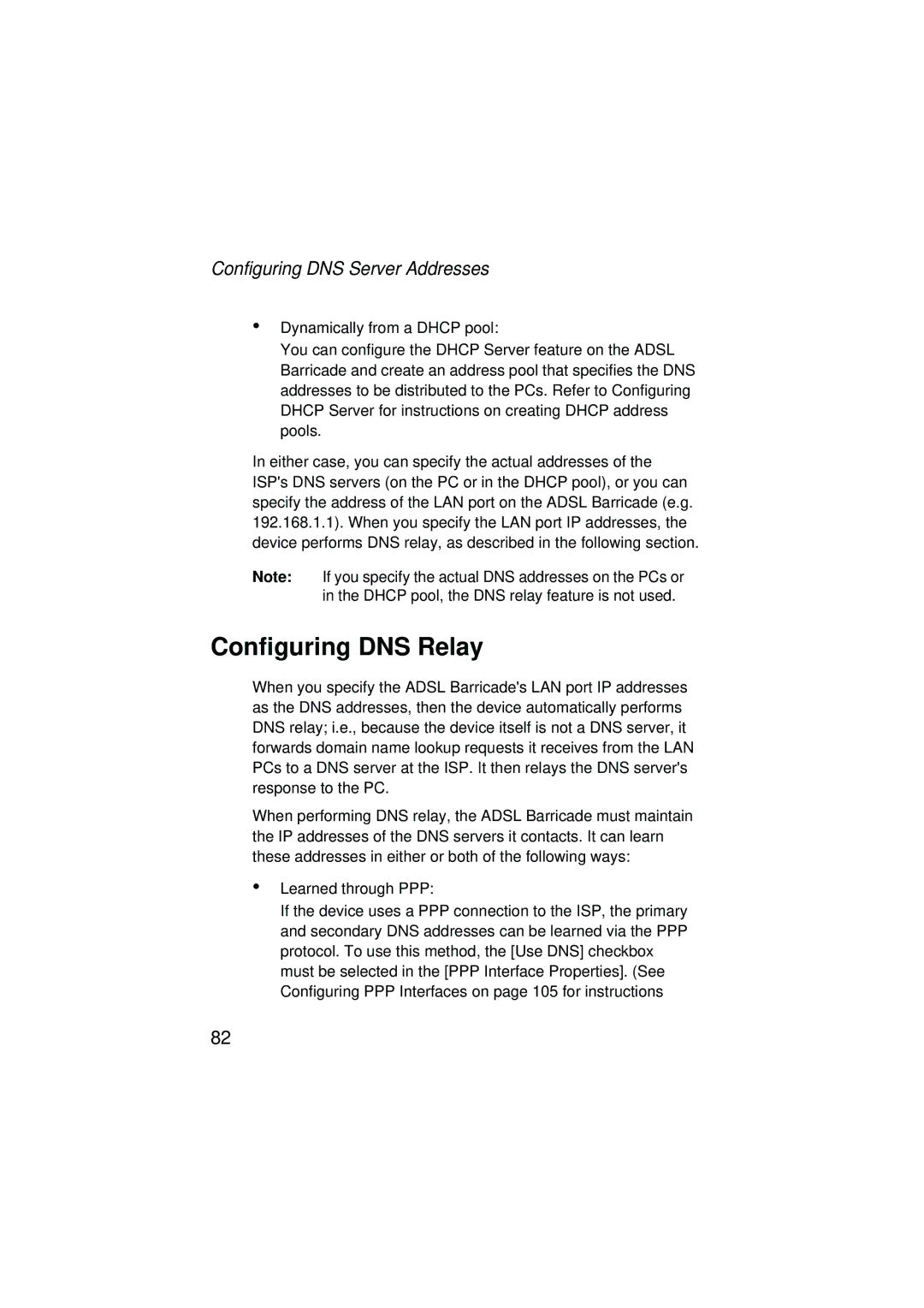 SMC Networks SMC7204BRA manual Configuring DNS Relay, Configuring DNS Server Addresses 