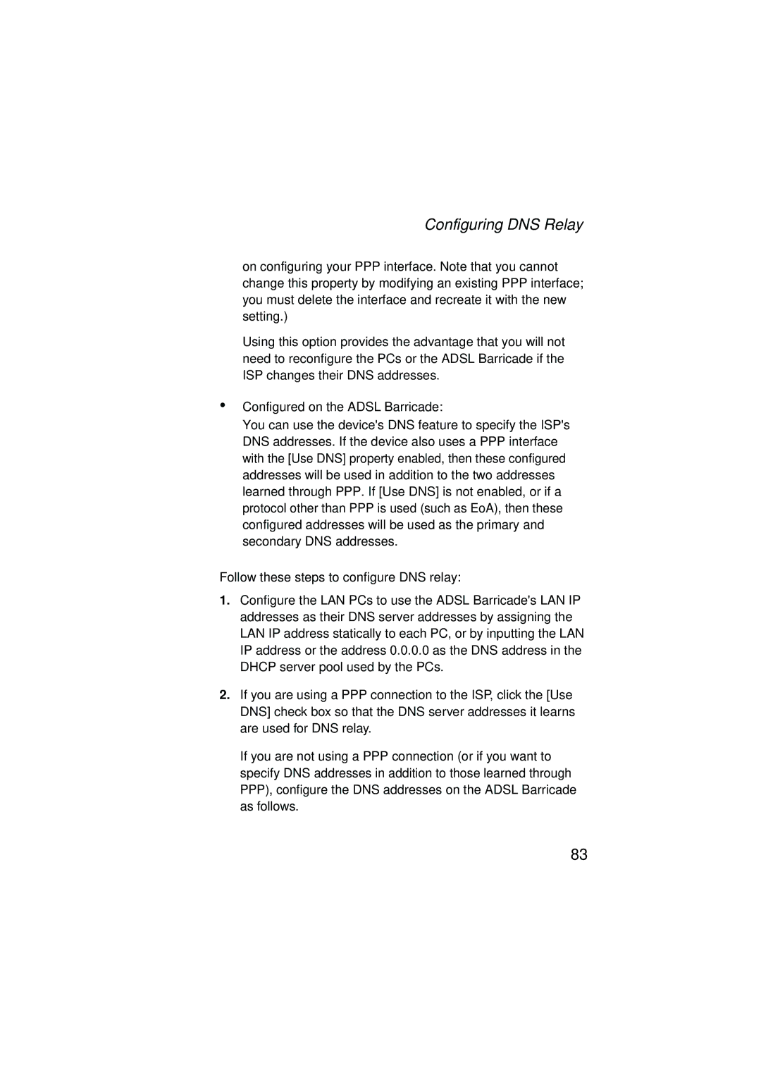 SMC Networks SMC7204BRA manual Configuring DNS Relay 