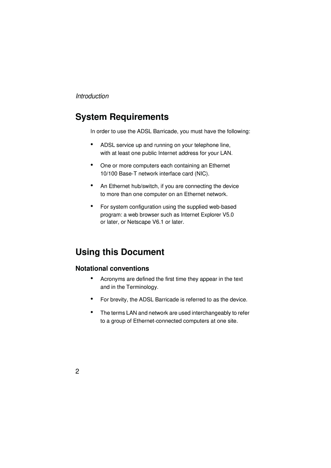 SMC Networks SMC7204BRA manual System Requirements, Using this Document, Introduction, Notational conventions 