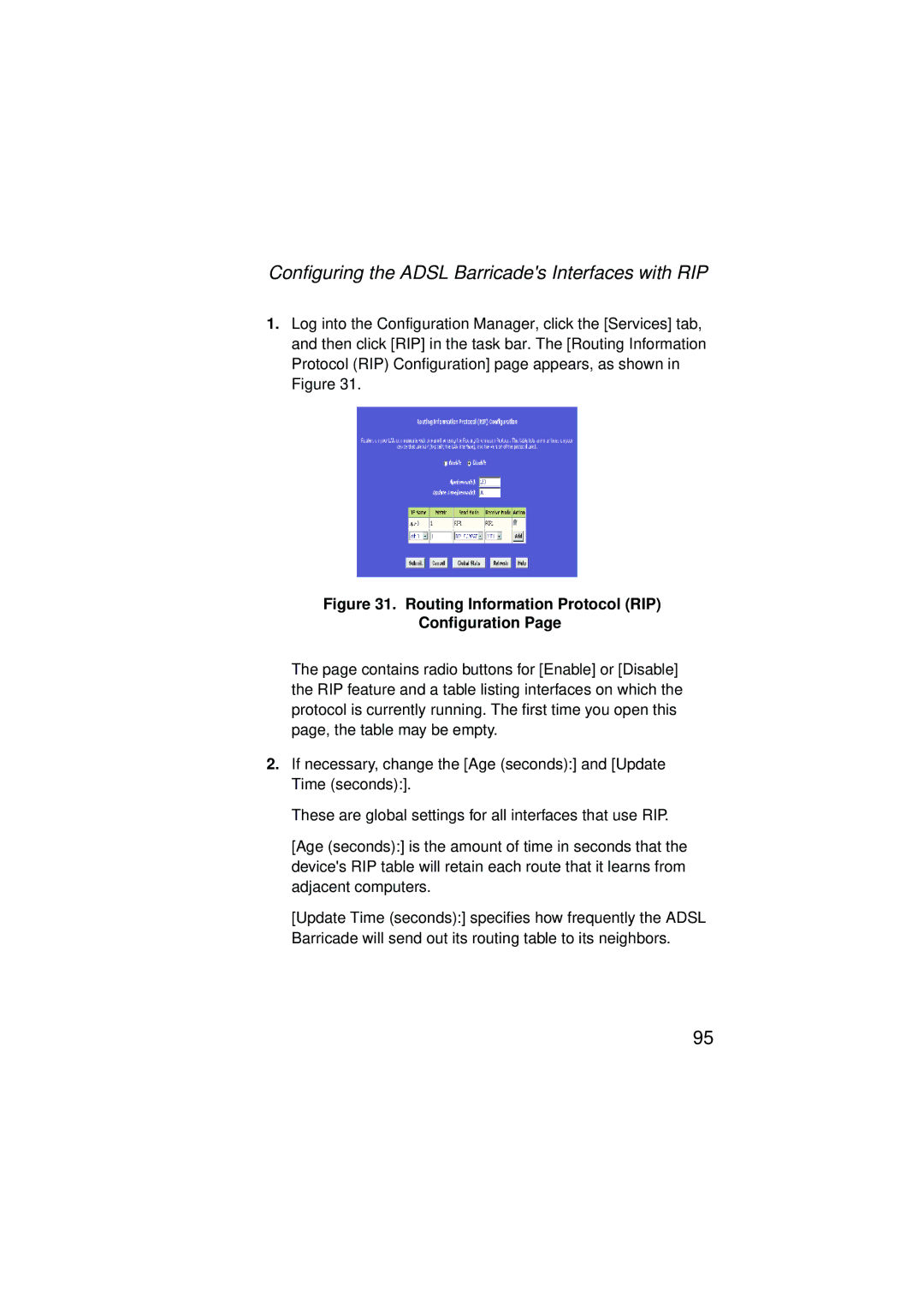 SMC Networks SMC7204BRA manual Configuring the Adsl Barricades Interfaces with RIP 