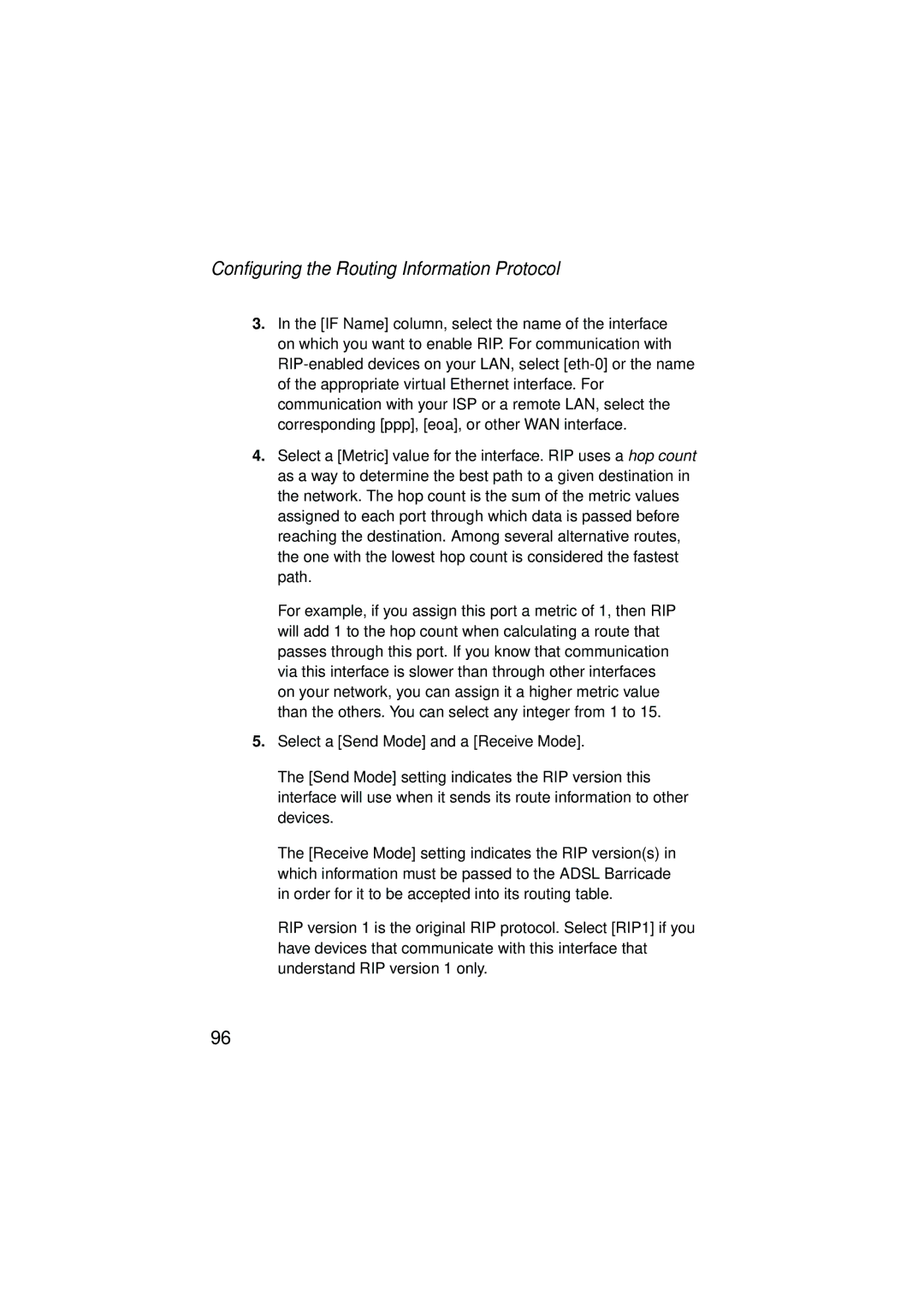 SMC Networks SMC7204BRA manual Configuring the Routing Information Protocol 