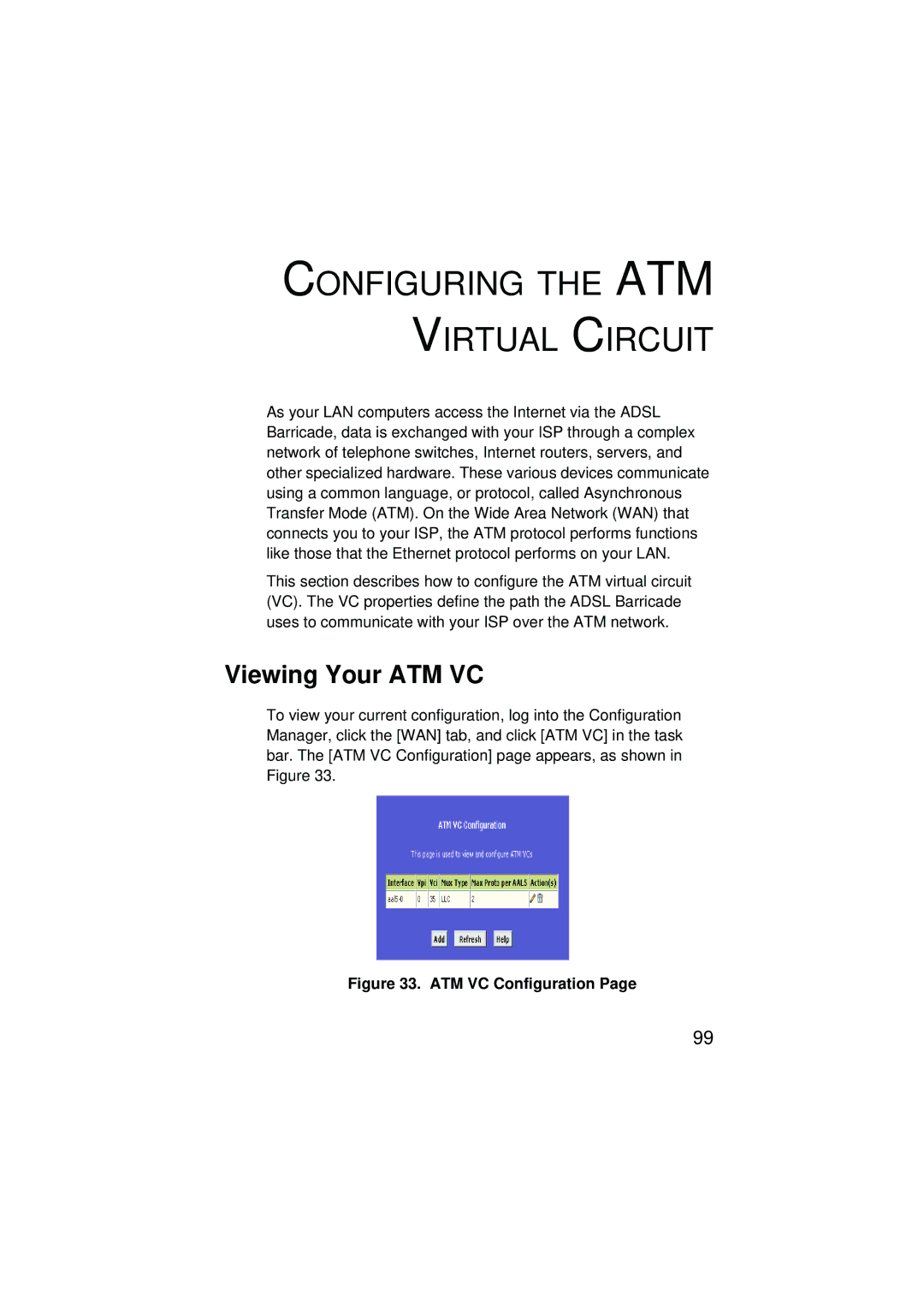 SMC Networks SMC7204BRA manual Configuring the ATM Virtual Circuit, Viewing Your ATM VC 