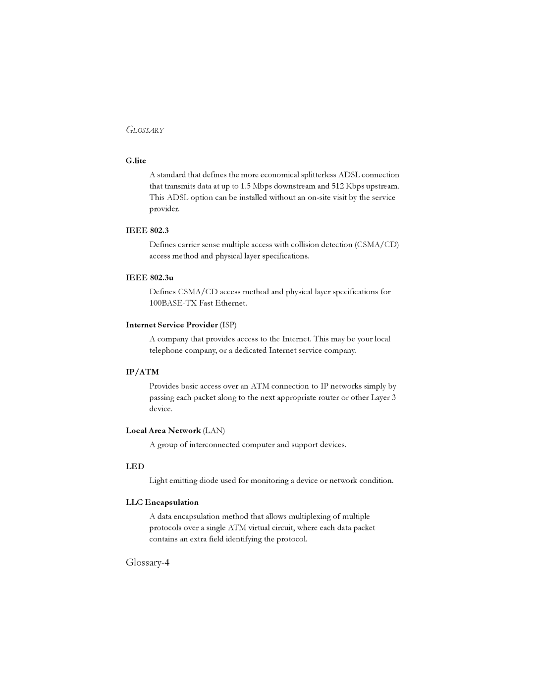 SMC Networks SMC7401BRA manual Glossary-4 