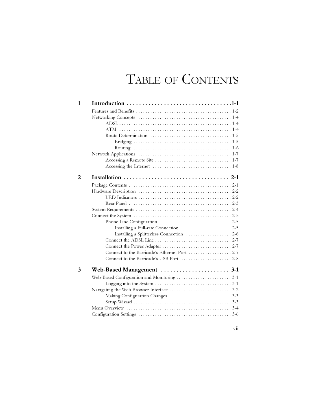 SMC Networks SMC7401BRA manual Table of Contents 