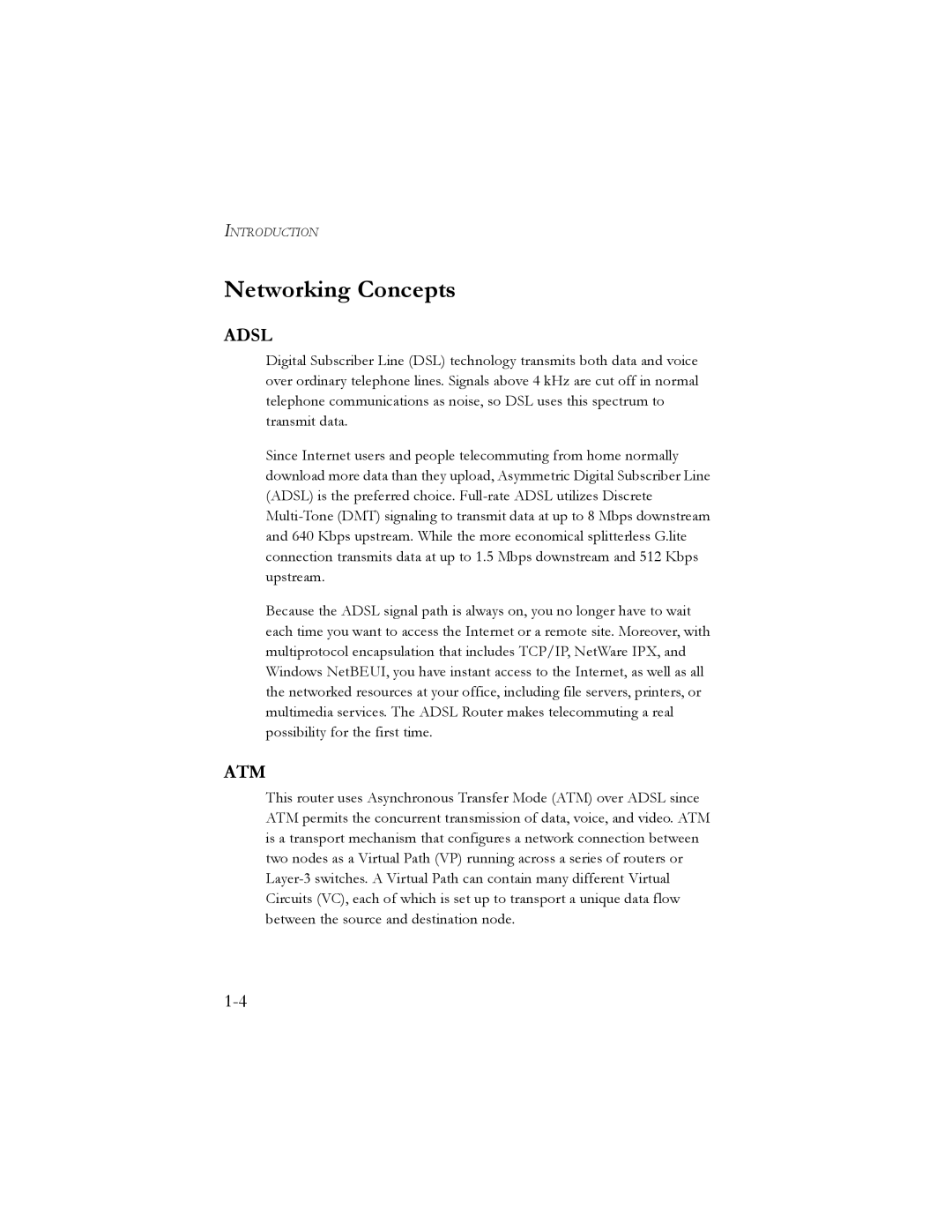 SMC Networks SMC7401BRA manual Networking Concepts, Adsl 