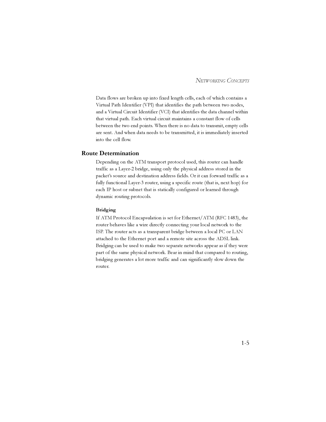 SMC Networks SMC7401BRA manual Route Determination, Bridging 