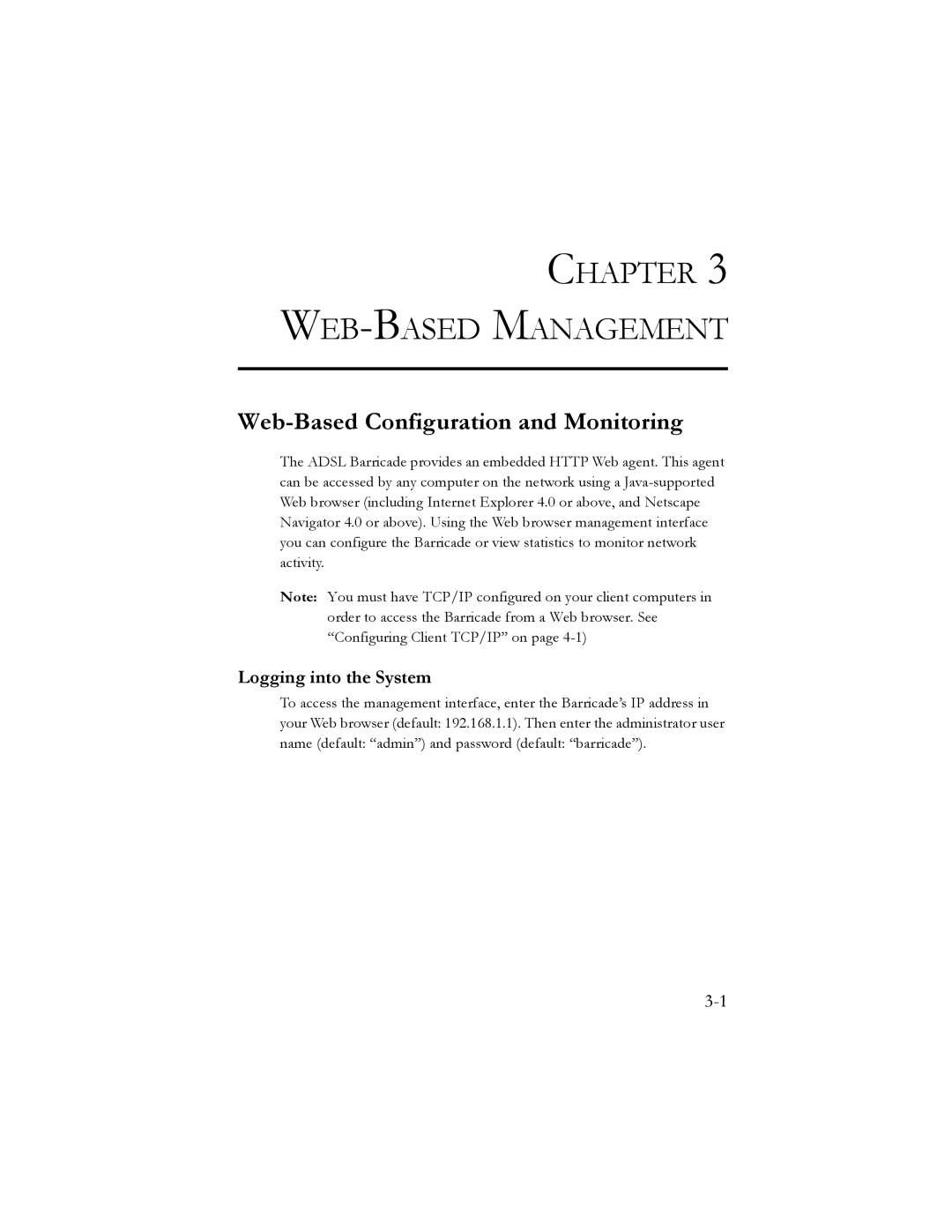 SMC Networks SMC7401BRA manual Web-Based Configuration and Monitoring, Logging into the System 