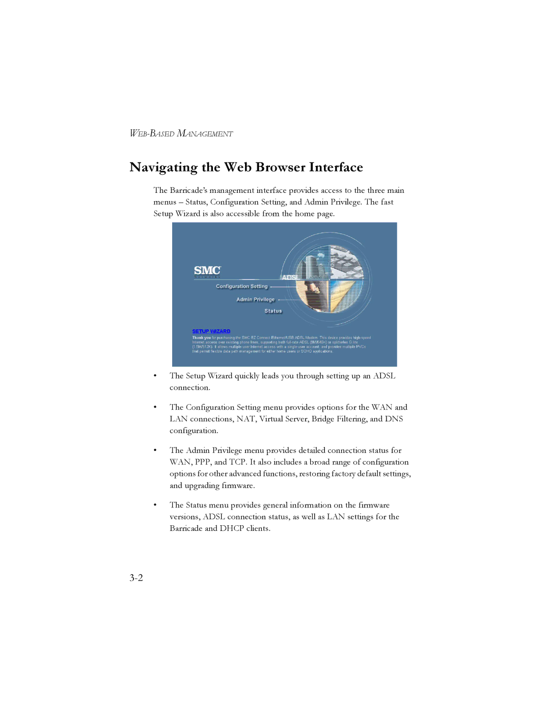 SMC Networks SMC7401BRA manual Navigating the Web Browser Interface 