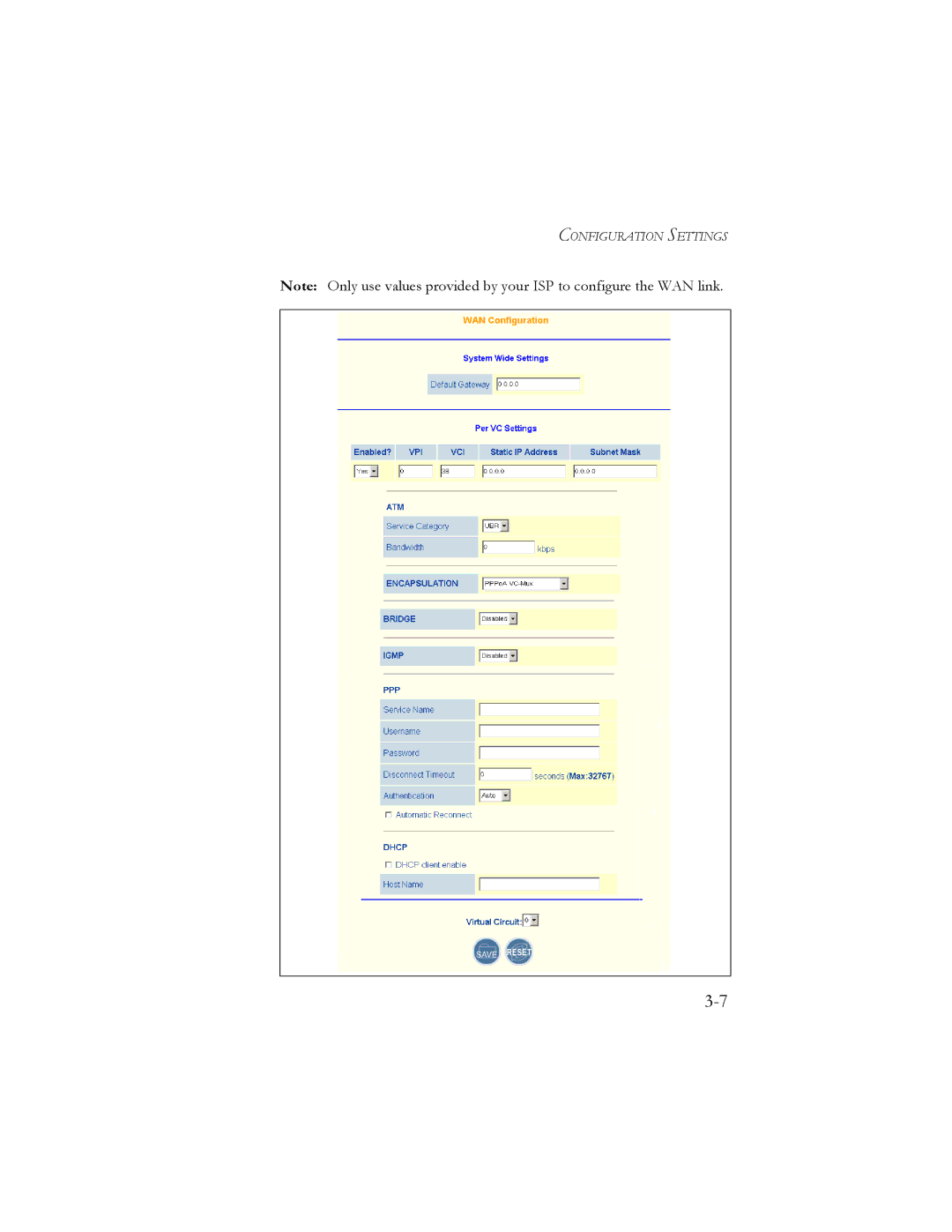 SMC Networks SMC7401BRA manual Configuration Settings 