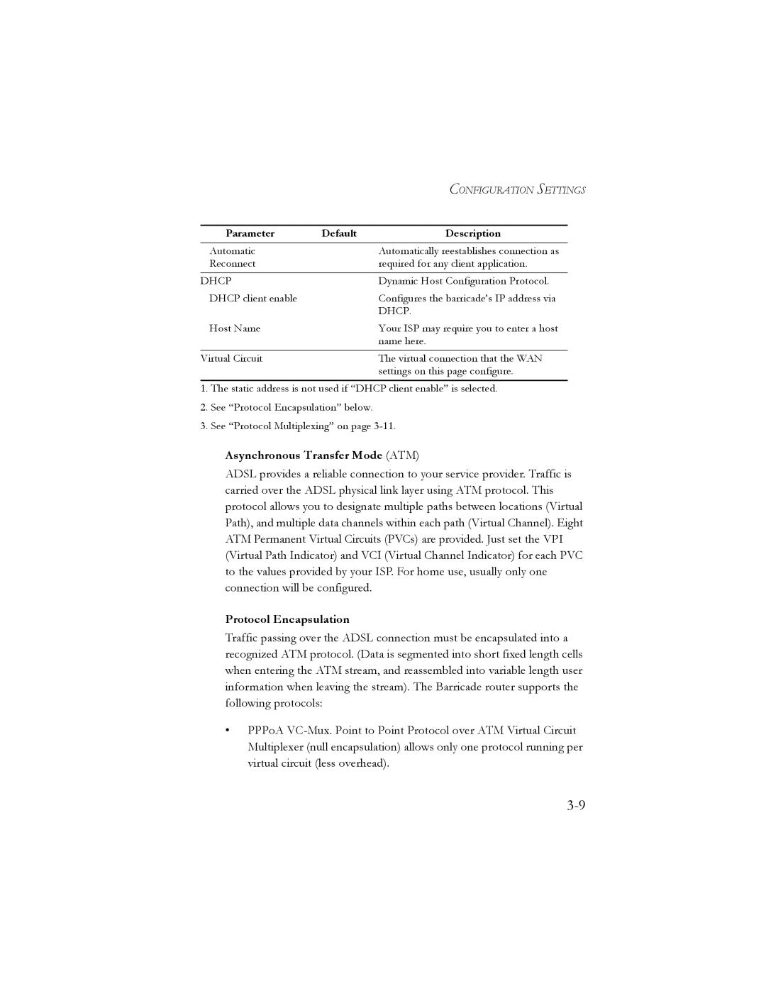 SMC Networks SMC7401BRA manual Asynchronous Transfer Mode ATM, Protocol Encapsulation 