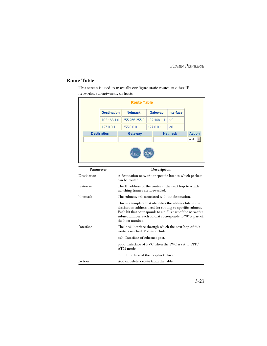 SMC Networks SMC7401BRA manual Route Table 