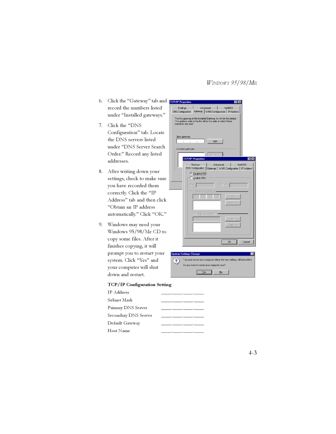 SMC Networks SMC7401BRA manual Windows 95/98/ME 