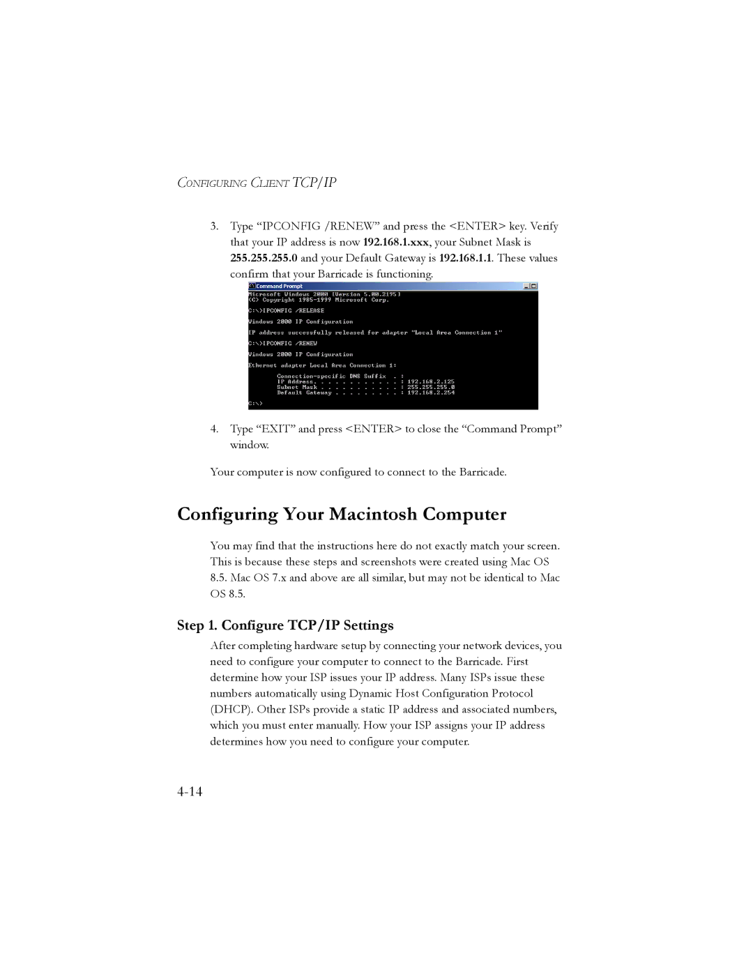 SMC Networks SMC7401BRA manual Configuring Your Macintosh Computer, Configure TCP/IP Settings 