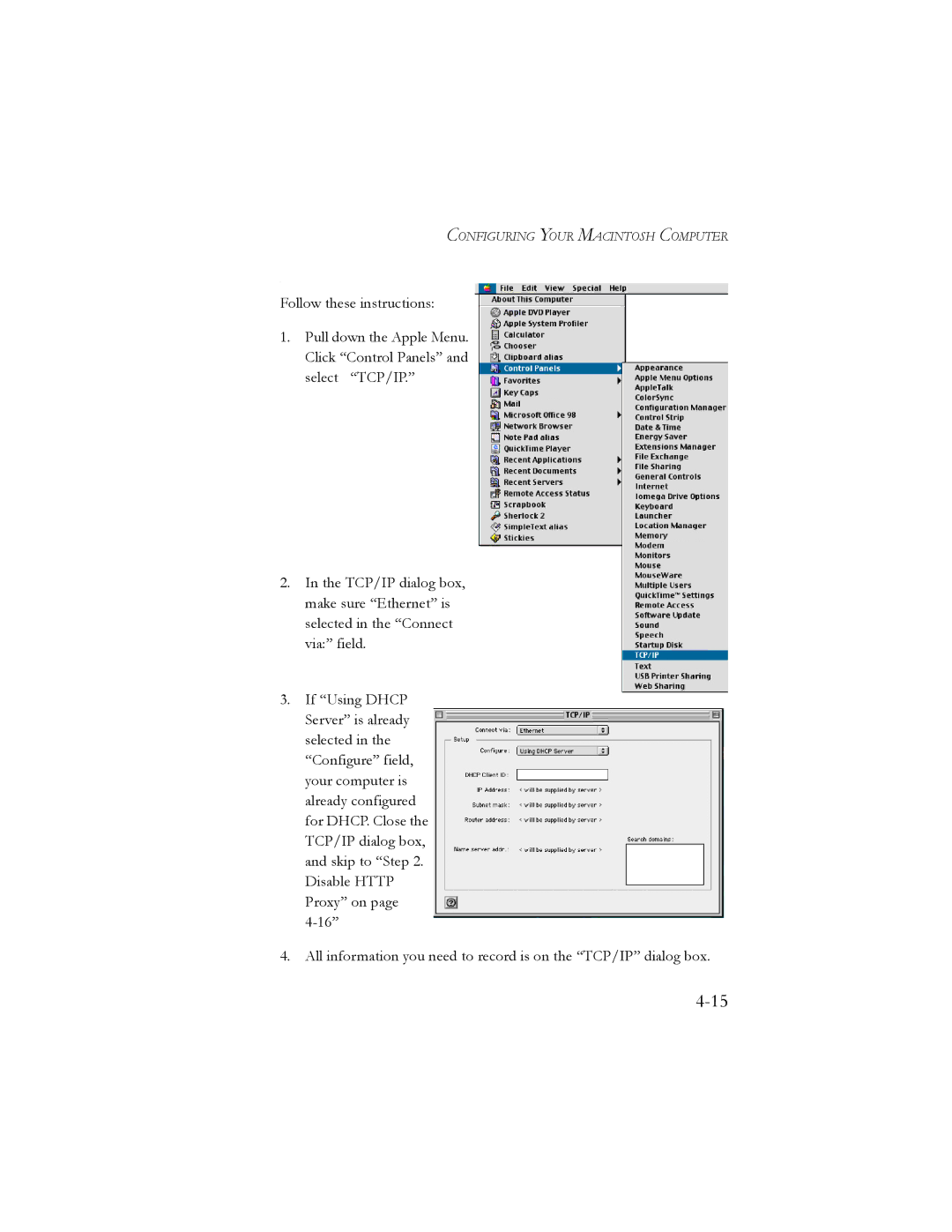 SMC Networks SMC7401BRA manual Configuring Your Macintosh Computer 